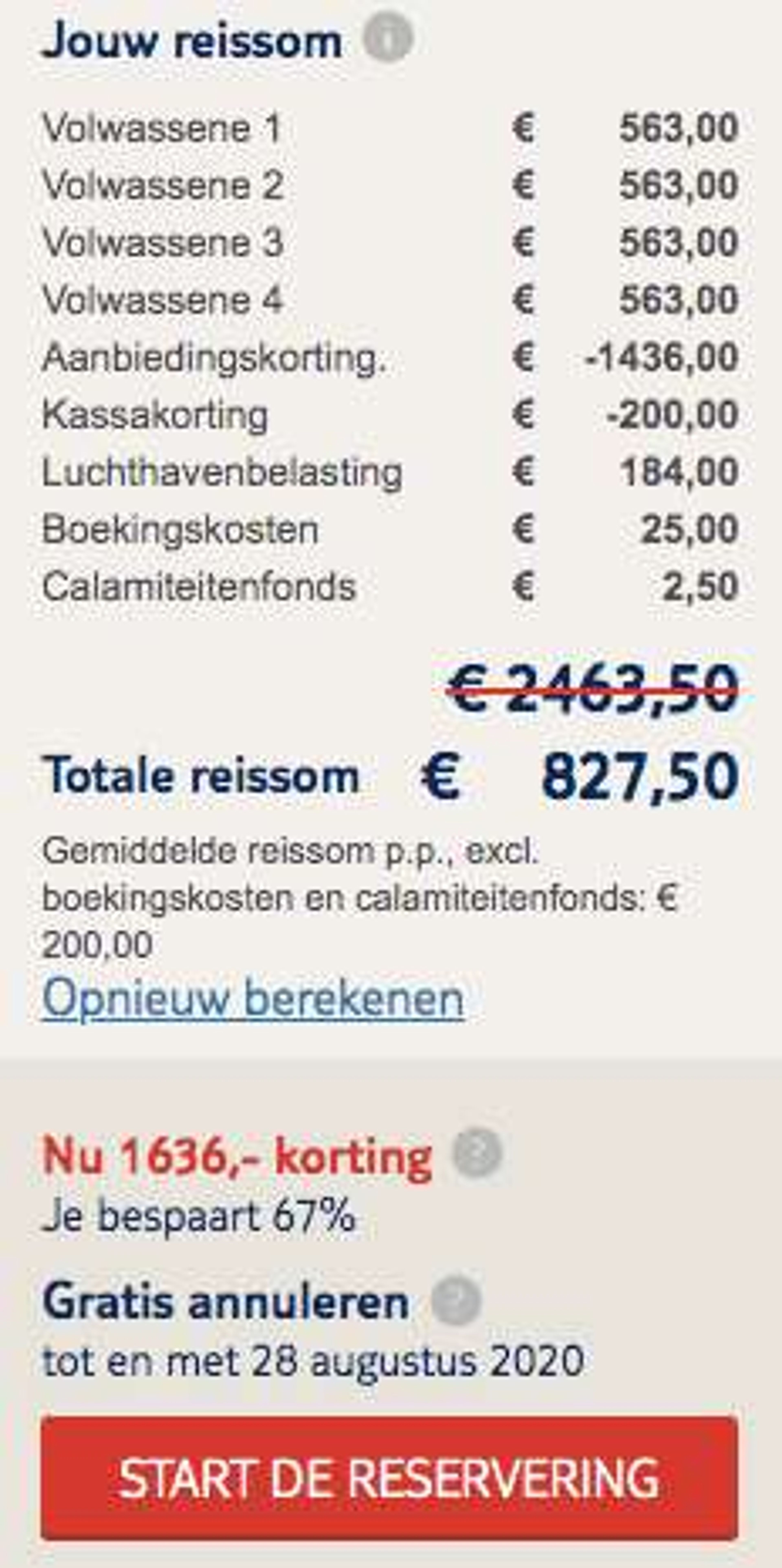 Boekingsvoorbeeld