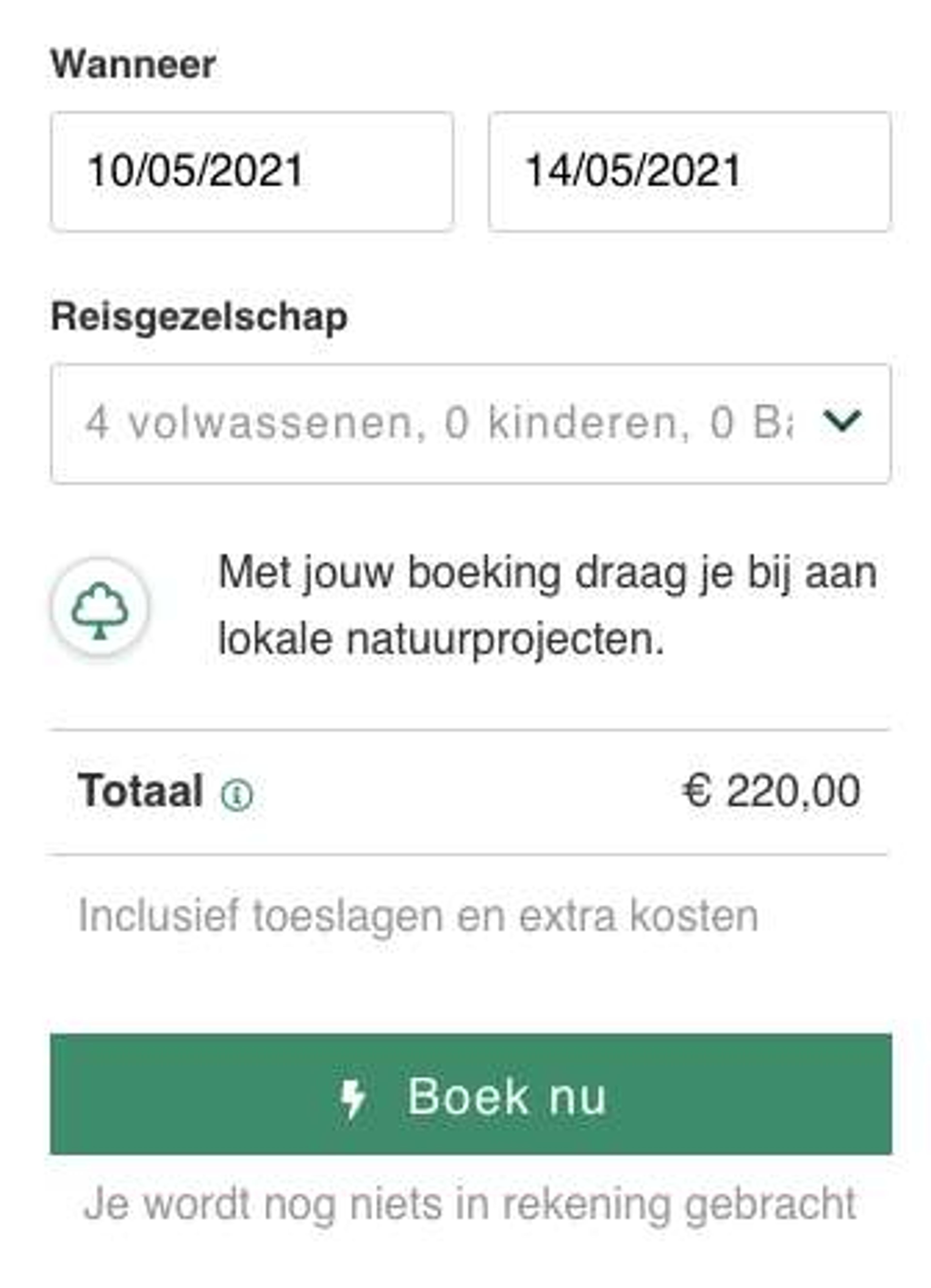Boekingsvoorbeeld