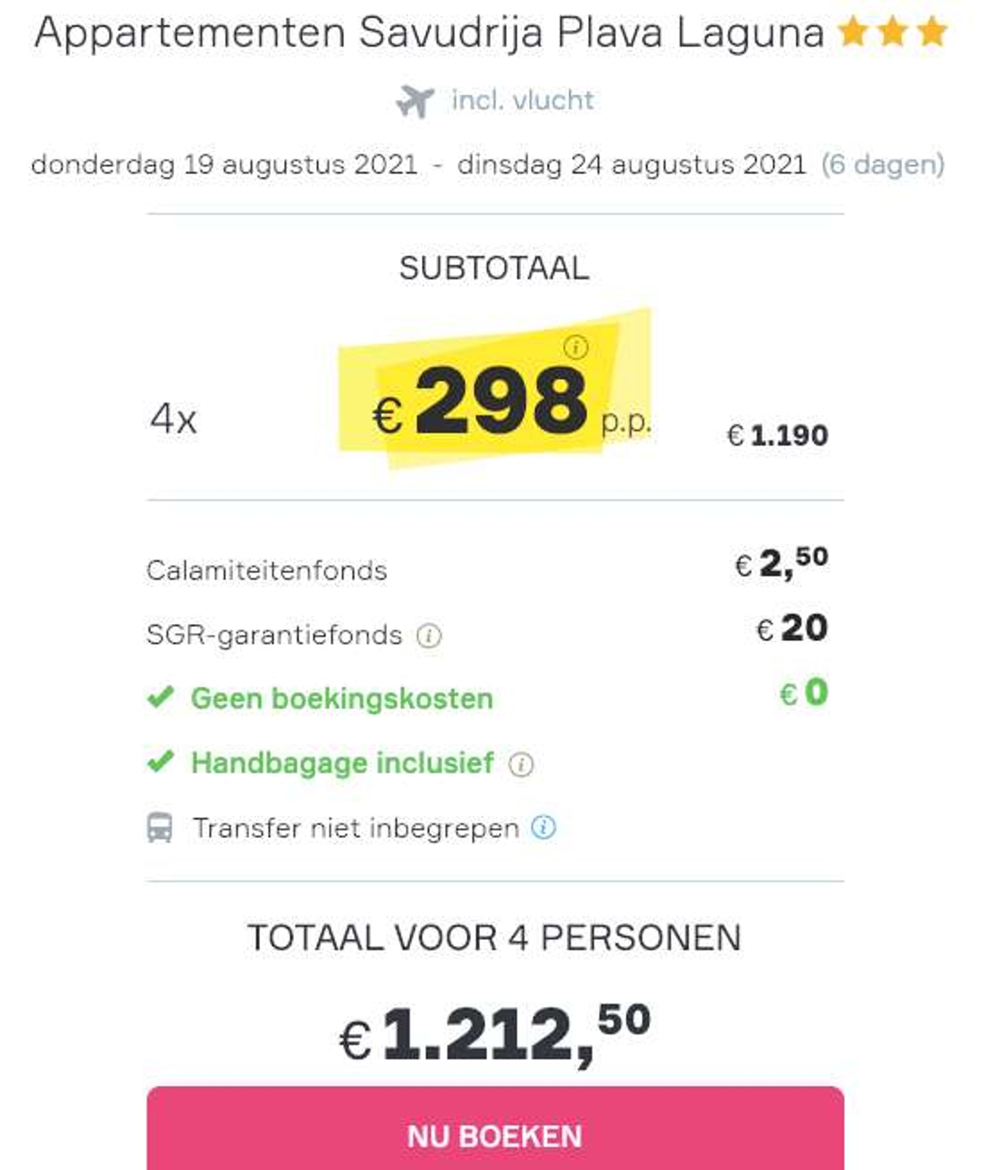 Boekingsvoorbeeld