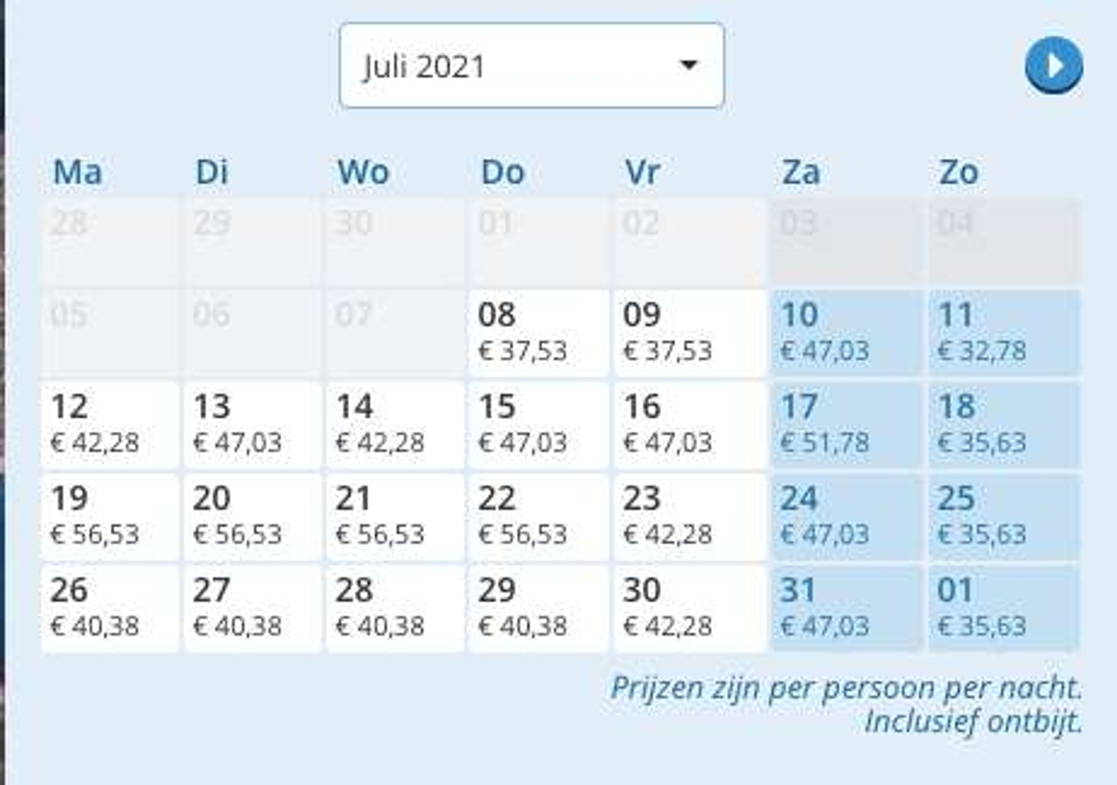 Boekingsvoorbeeld