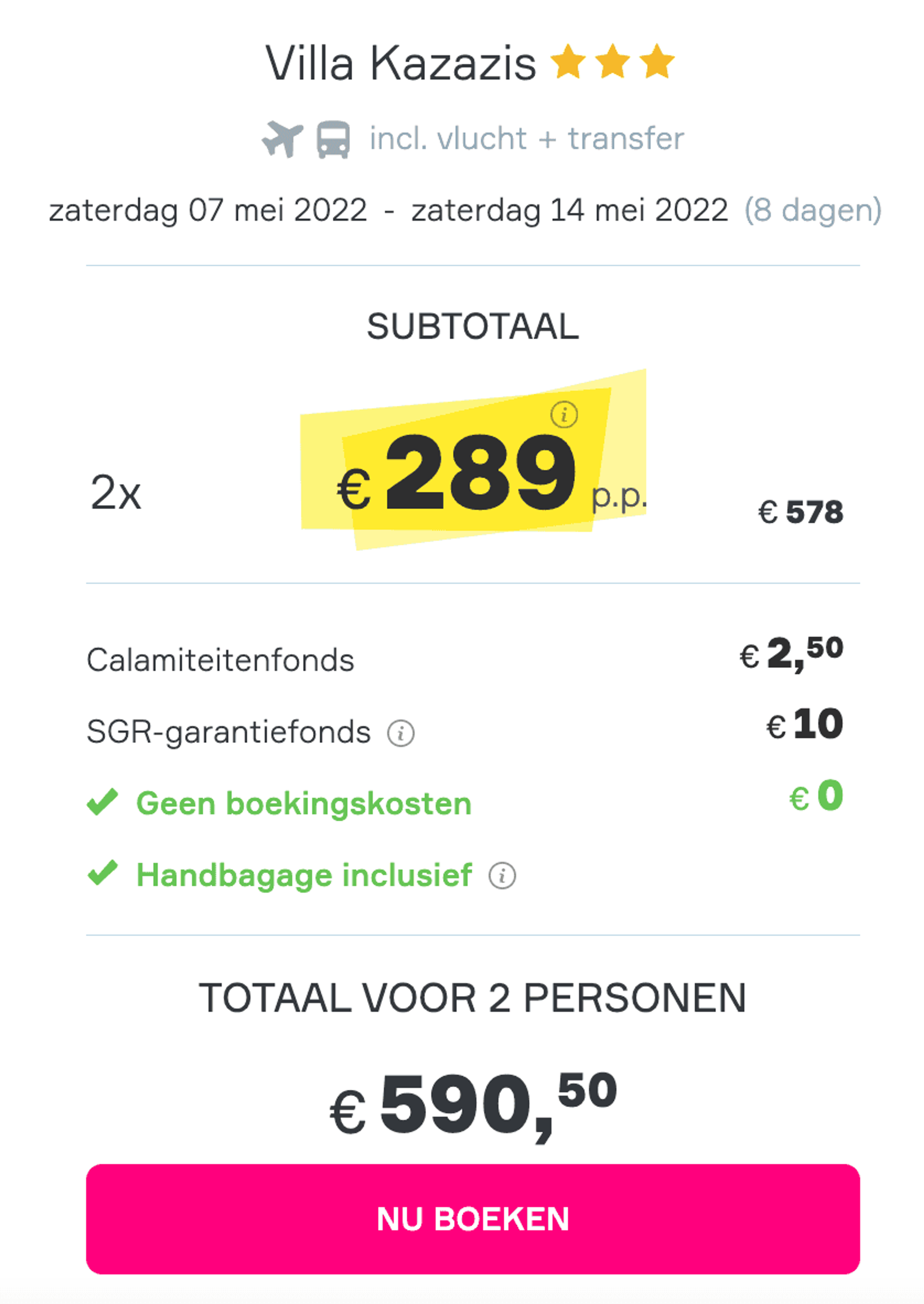 Boekingsvoorbeeld