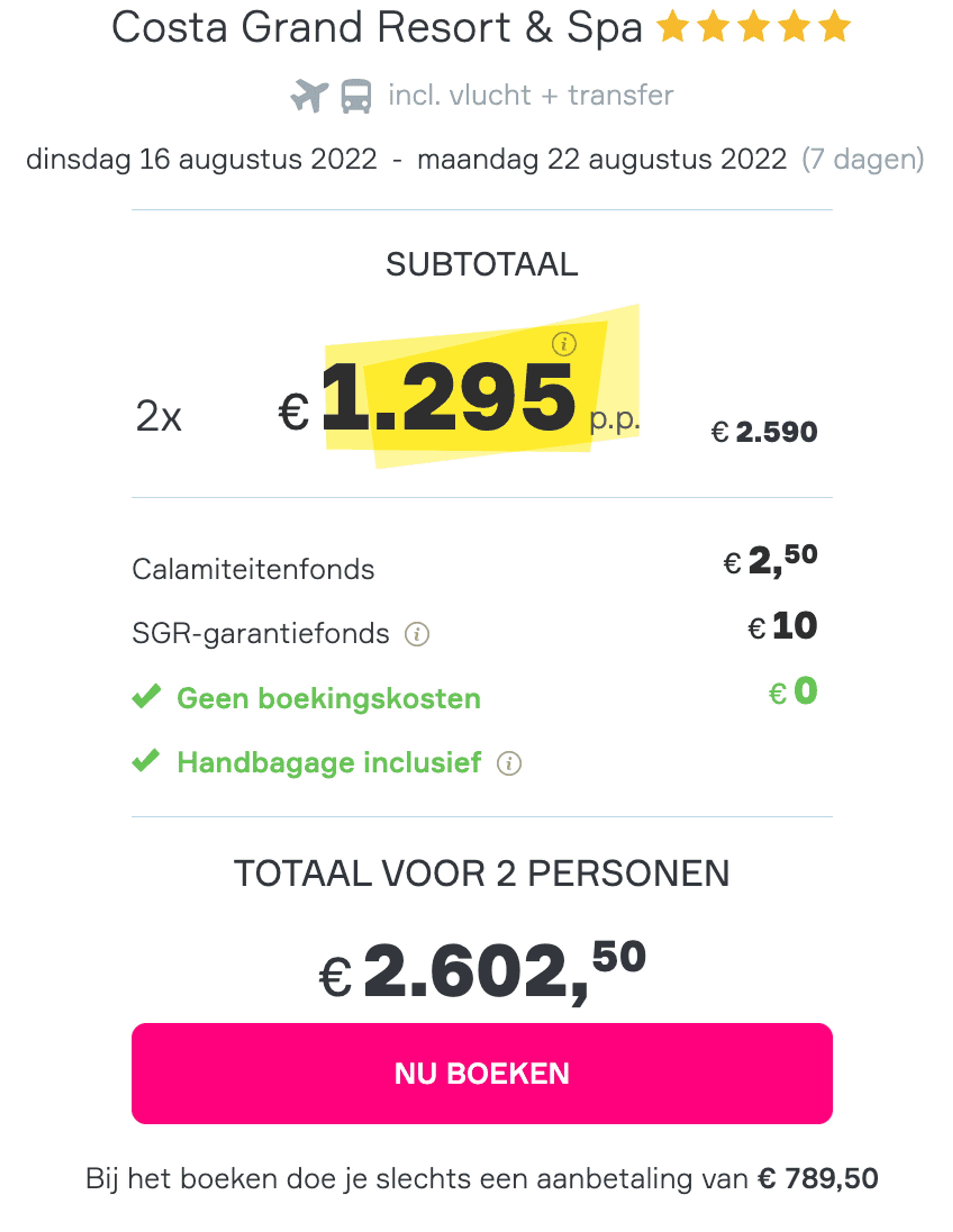 Boekingsvoorbeeld