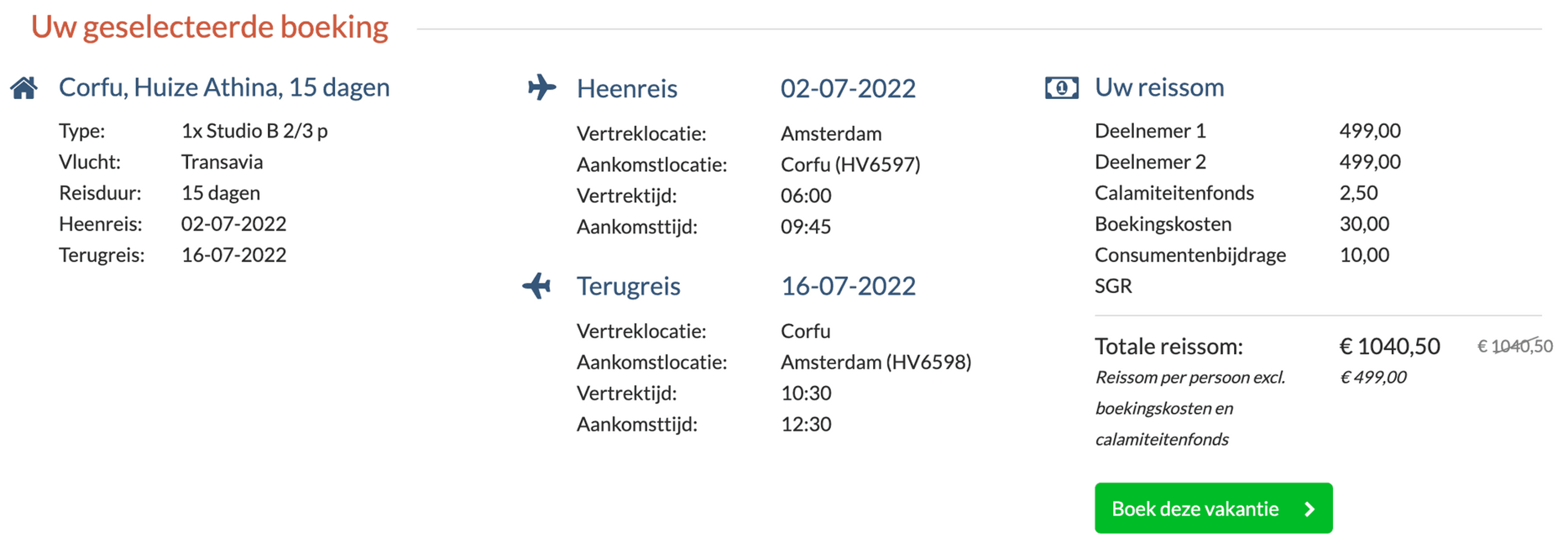 Boekingsvoorbeeld