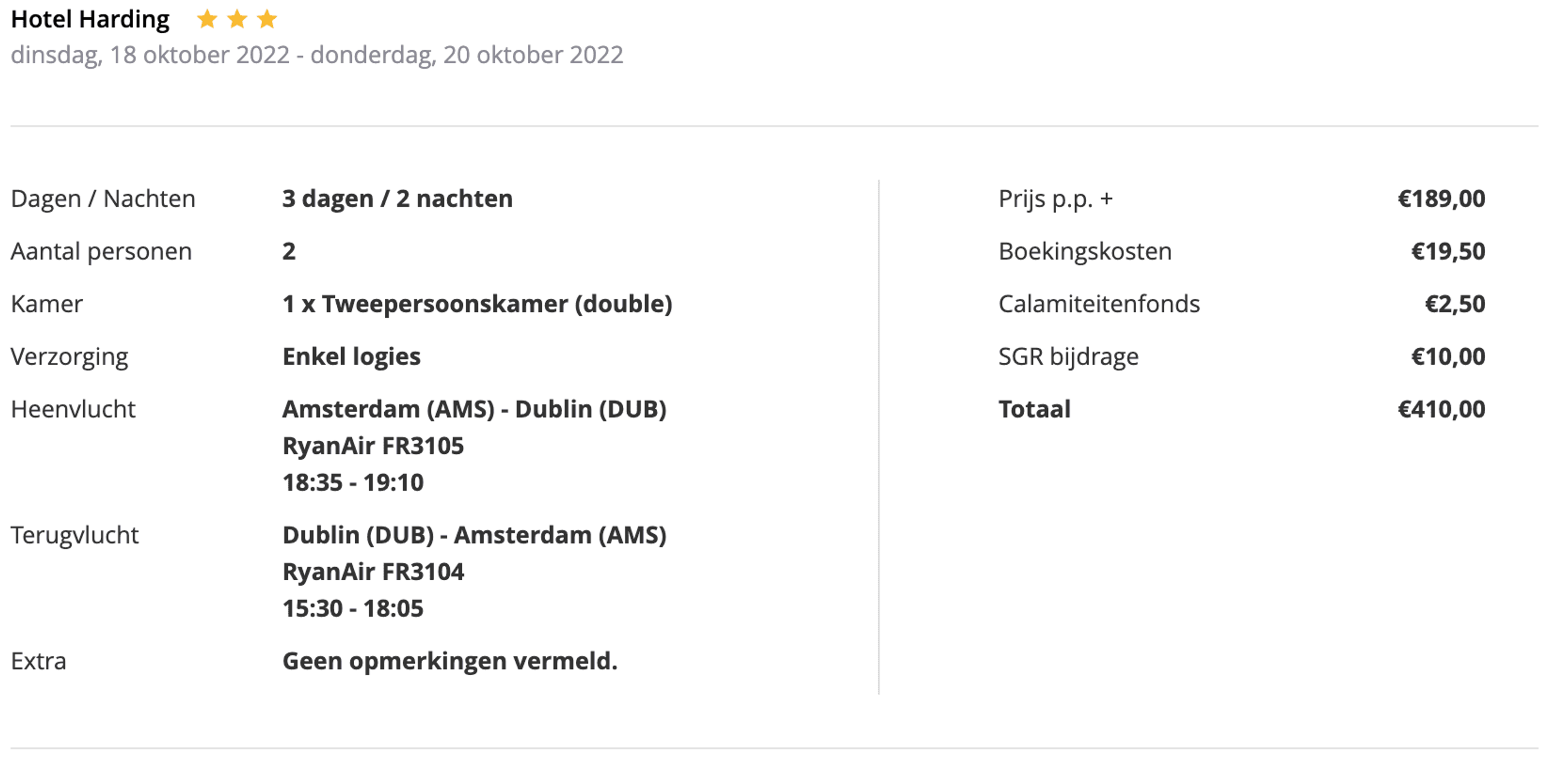 Boekingsvoorbeeld