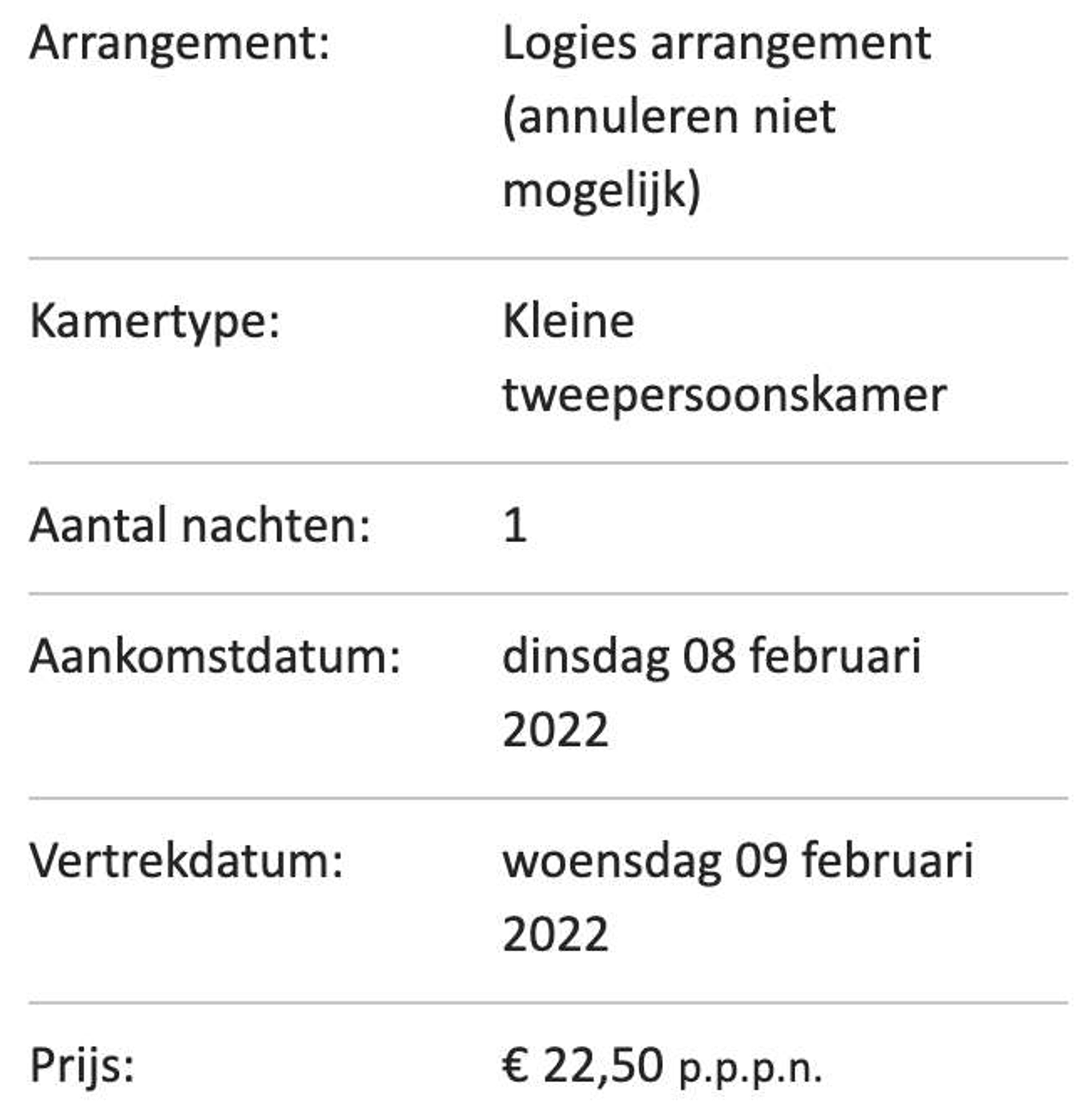 Boekingsvoorbeeld