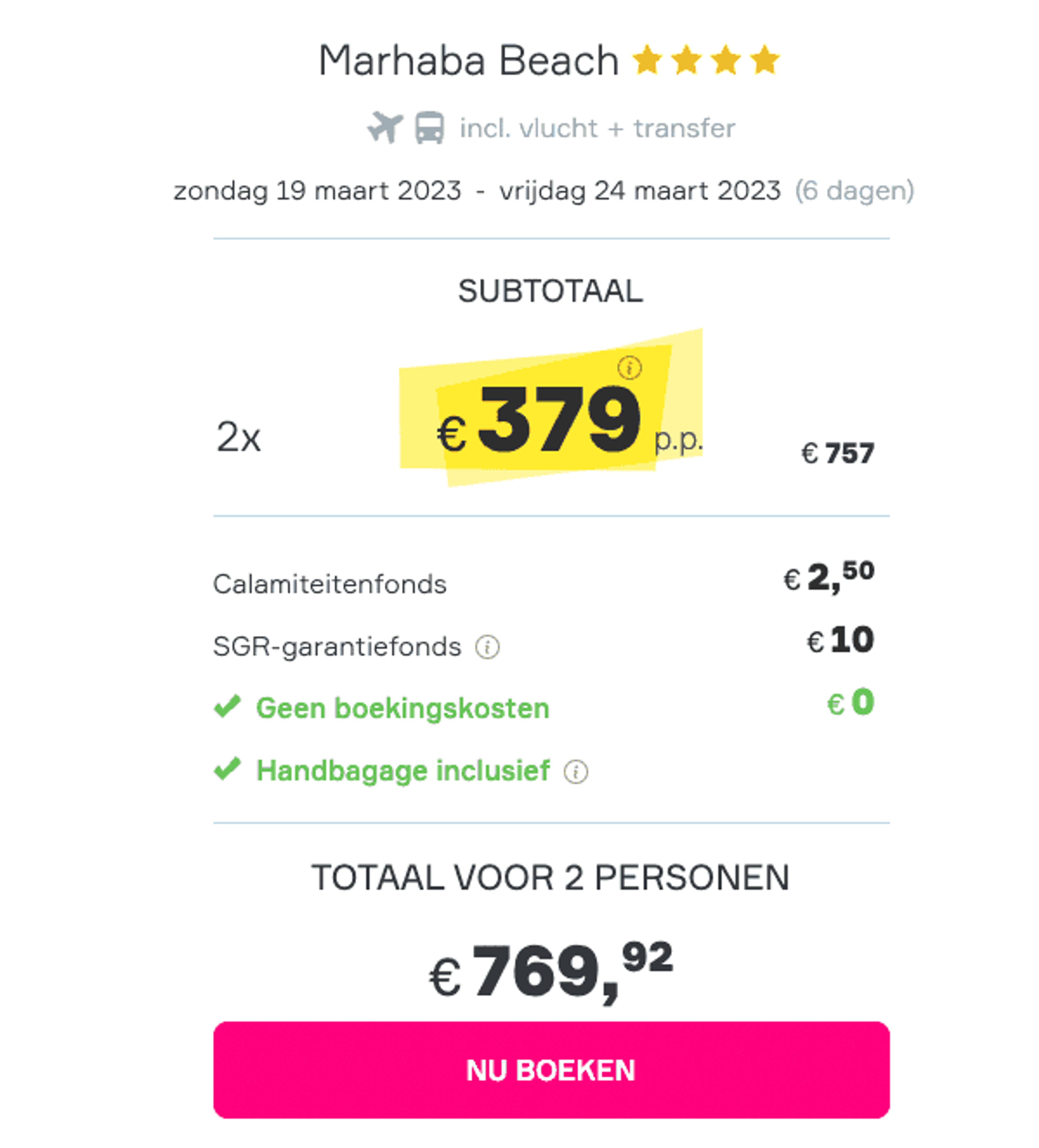 Boekingsvoorbeeld