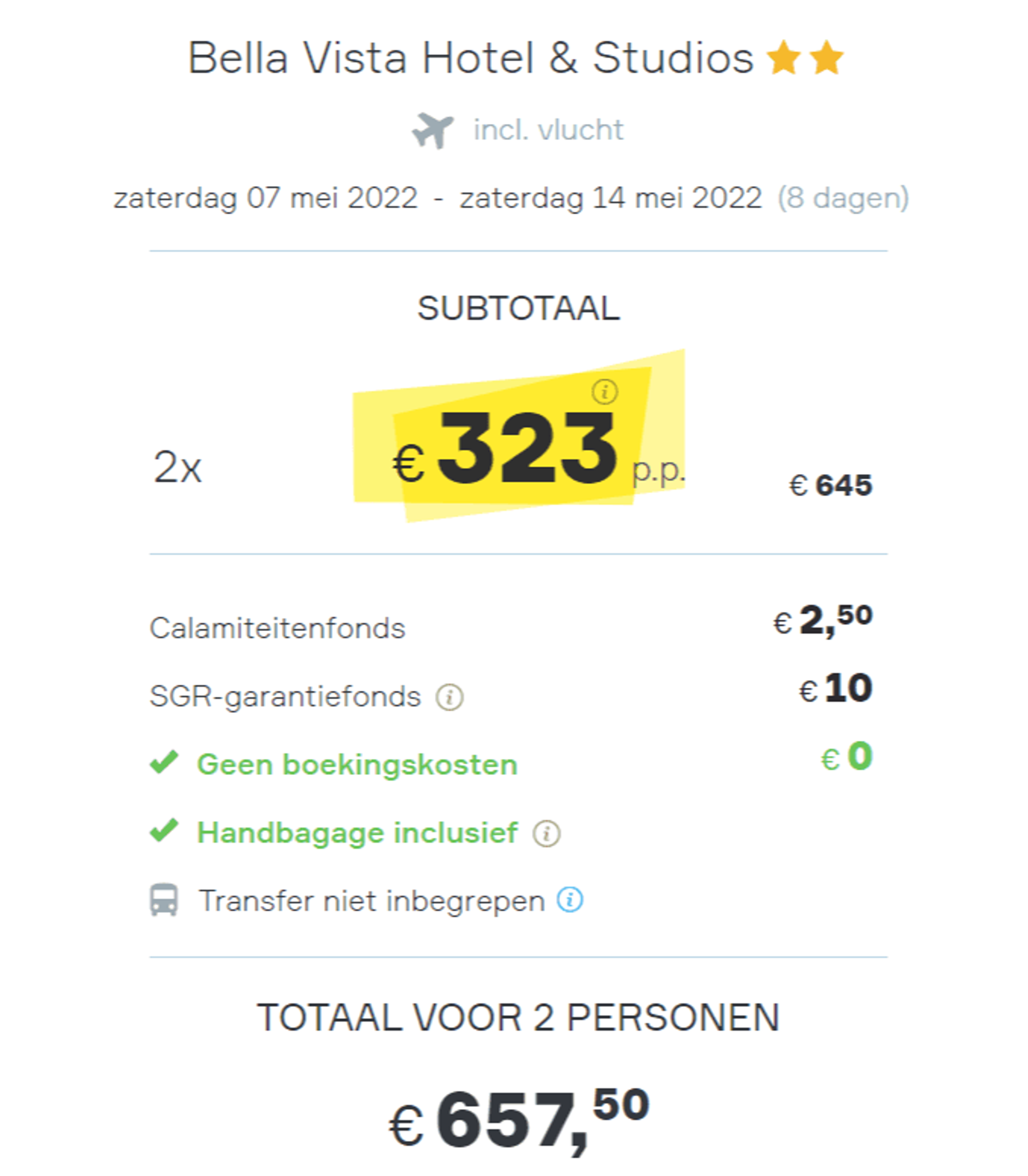 Boekingsvoorbeeld