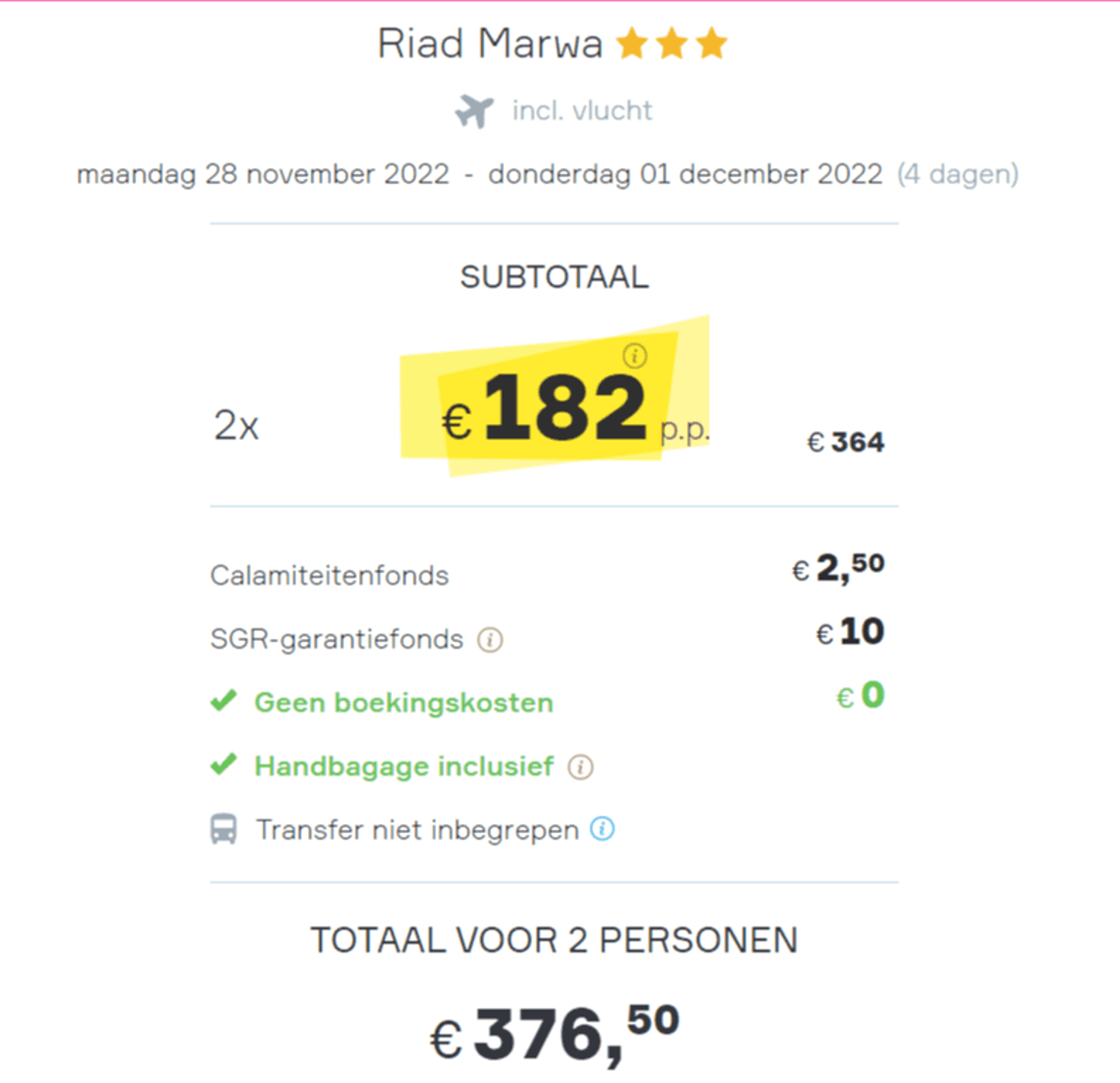 Boekingsvoorbeeld