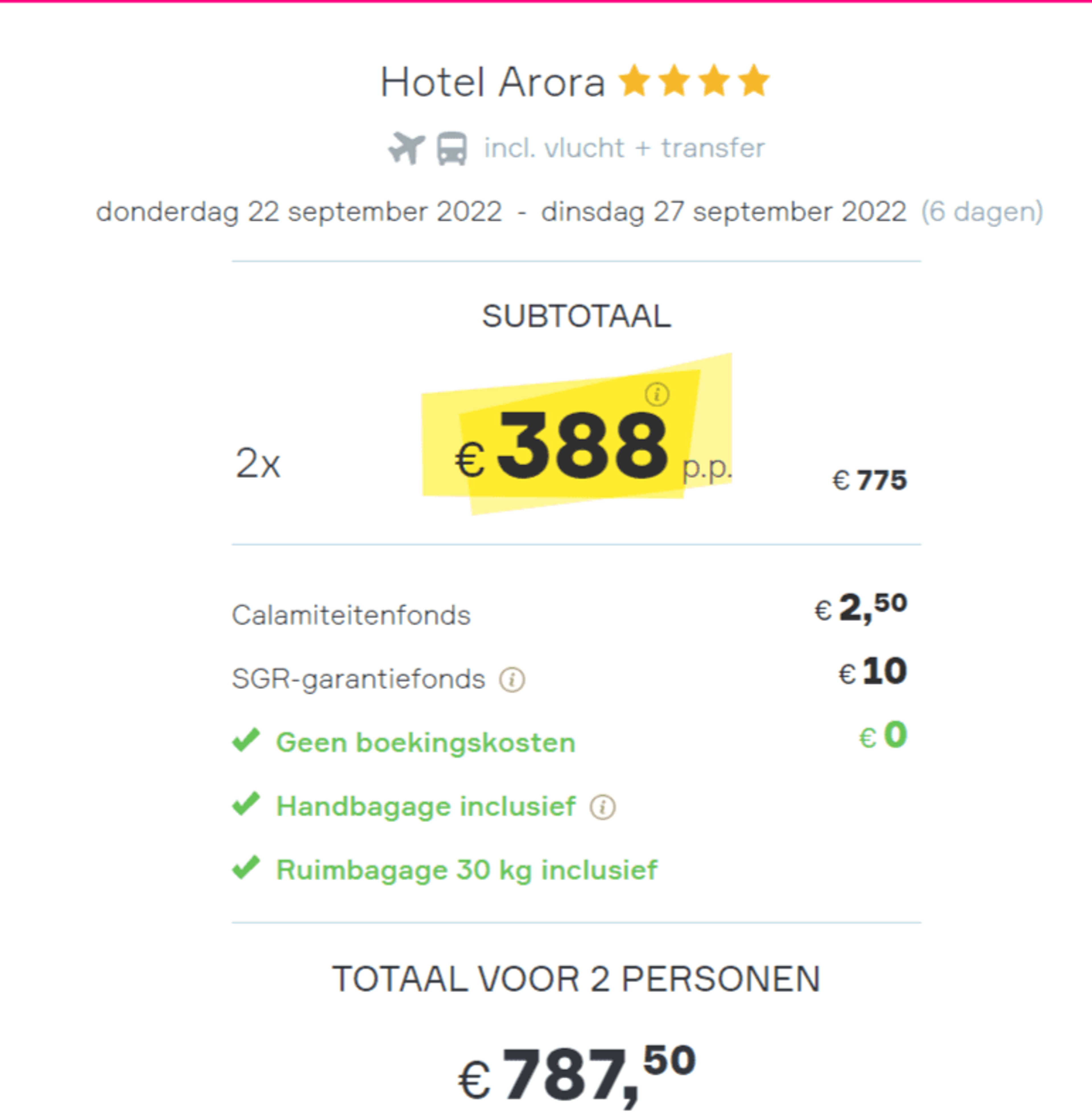 Boekingsvoorbeeld
