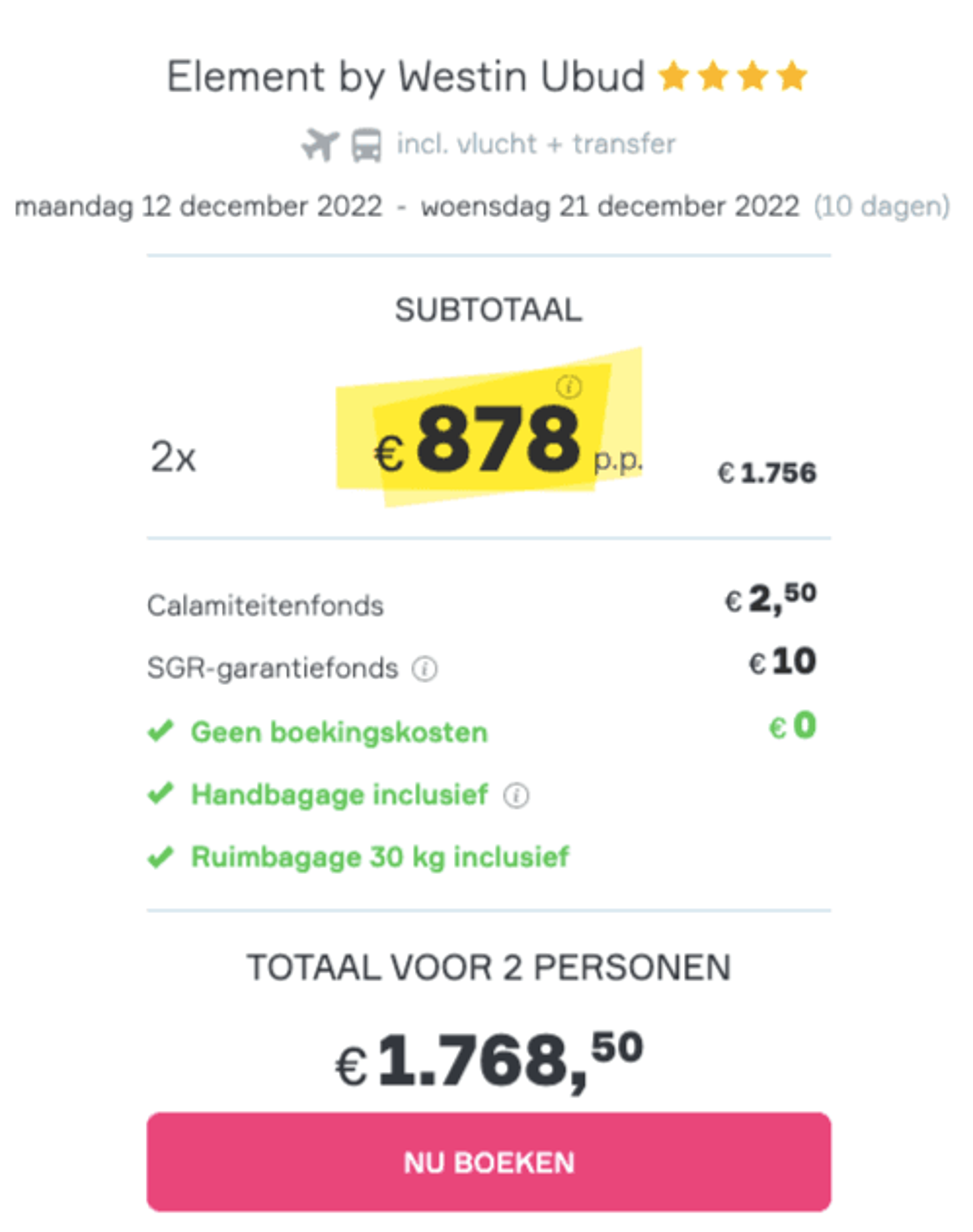 Boekingsvoorbeeld