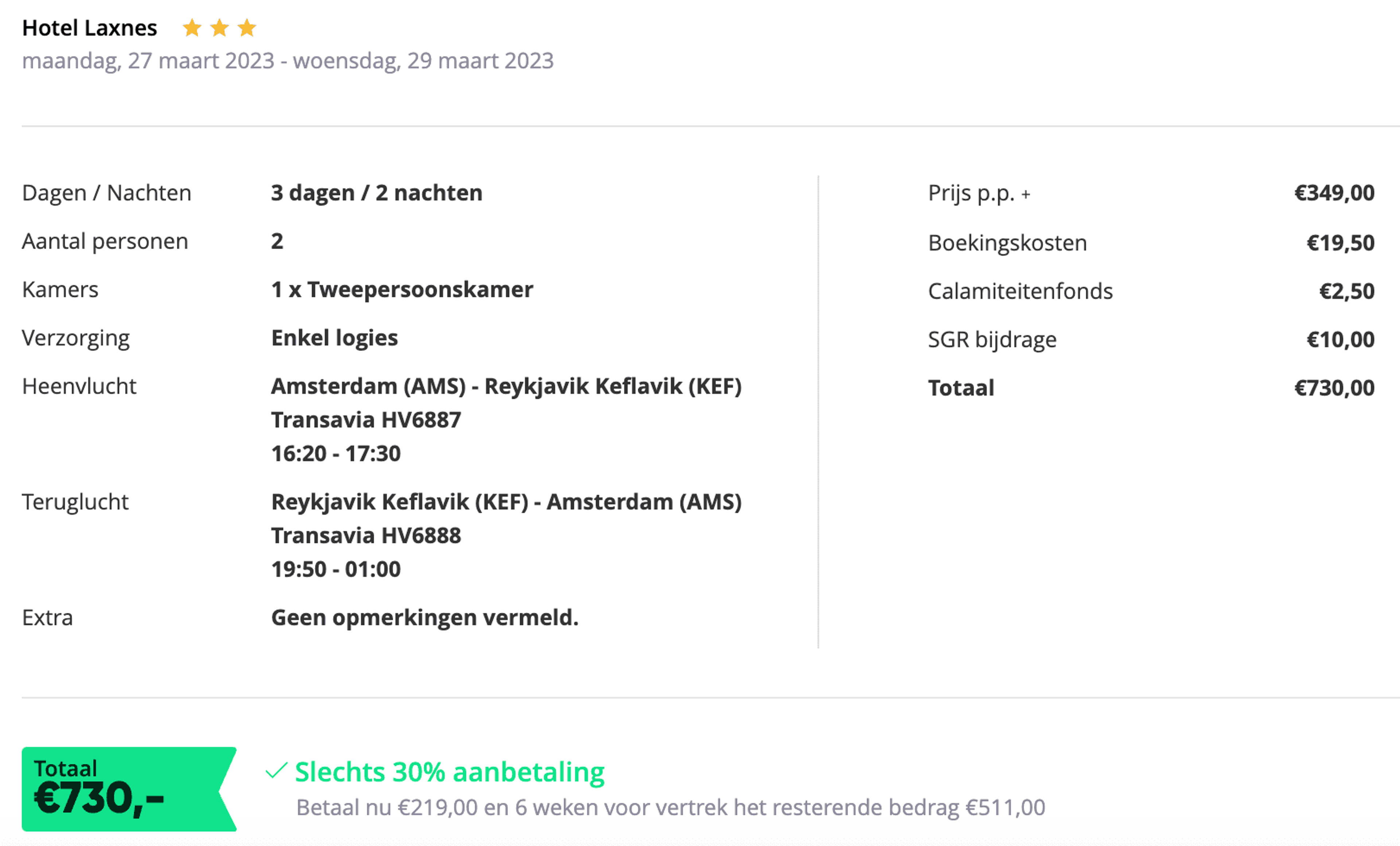 Boekingsvoorbeeld