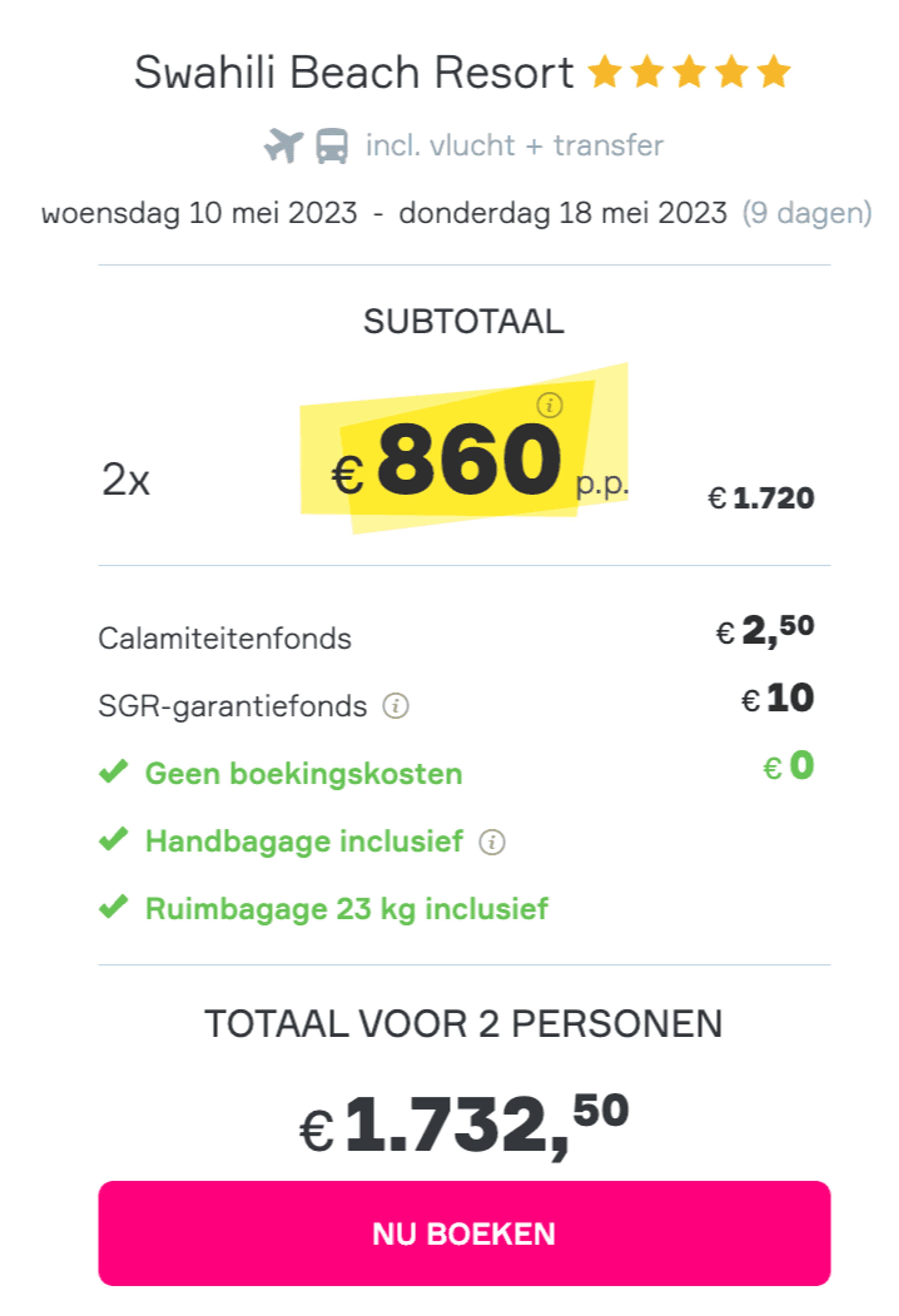 Boekingsvoorbeeld