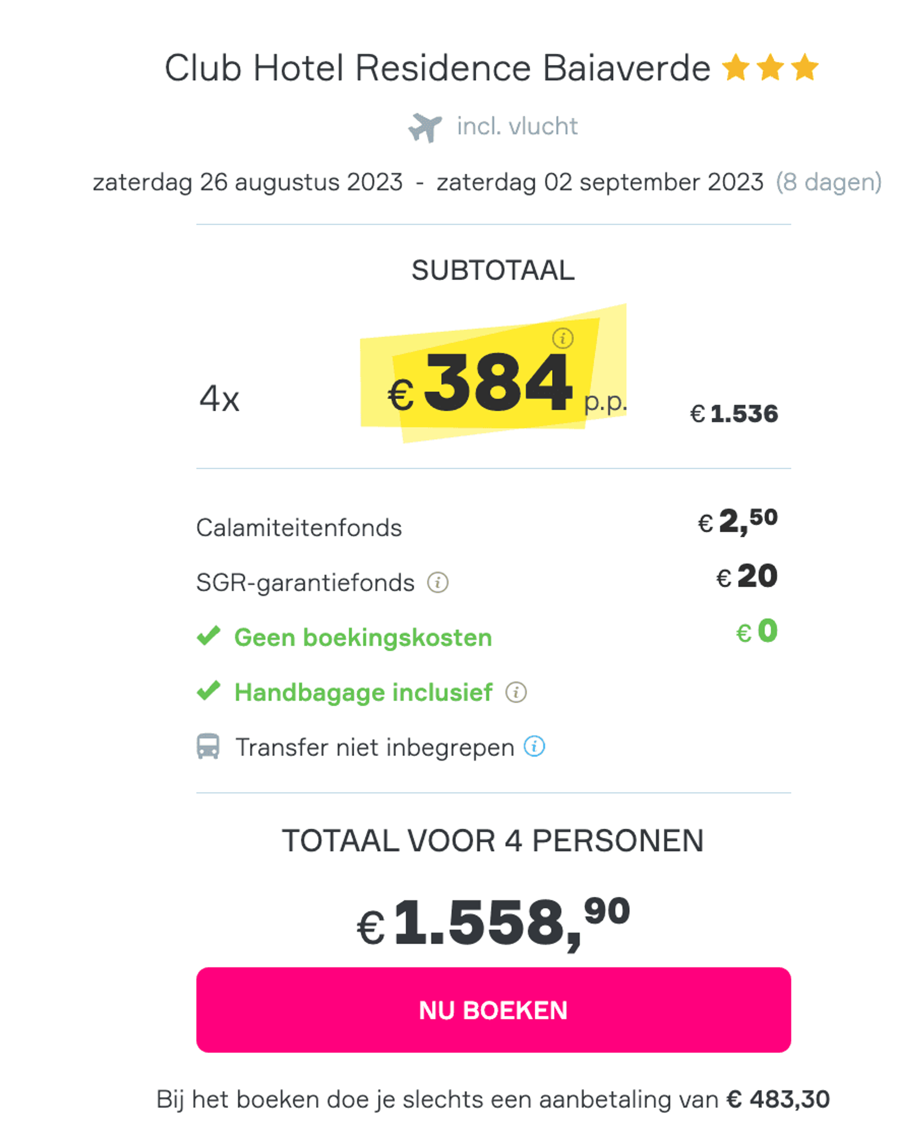 Boekingsvoorbeeld