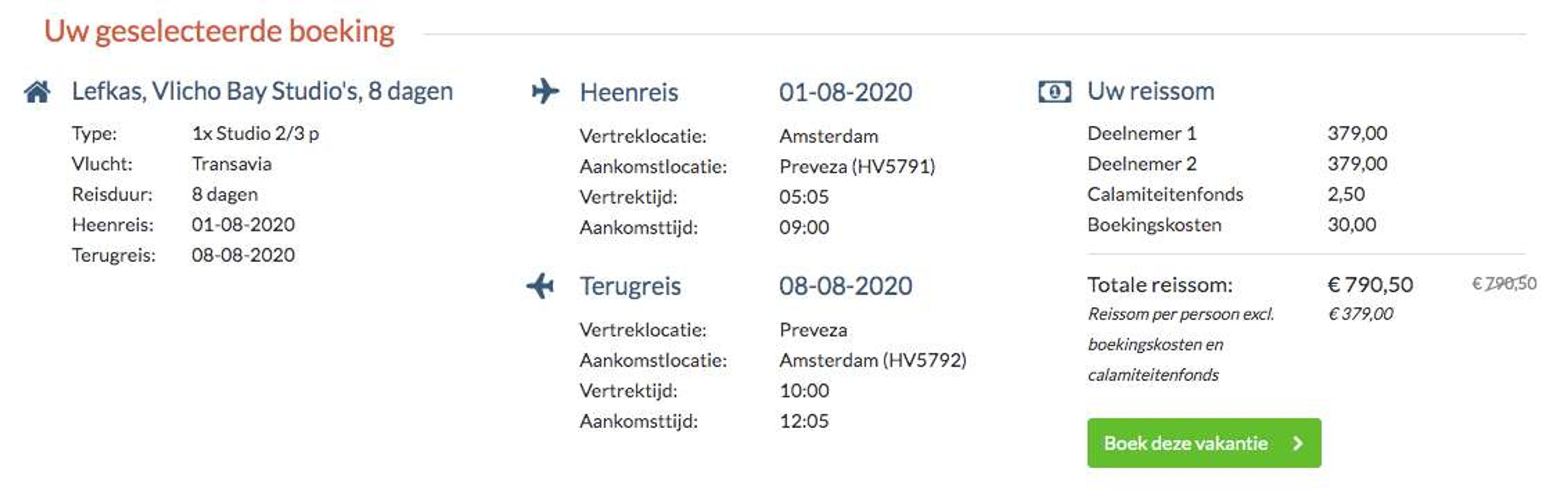 Boekingsvoorbeeld