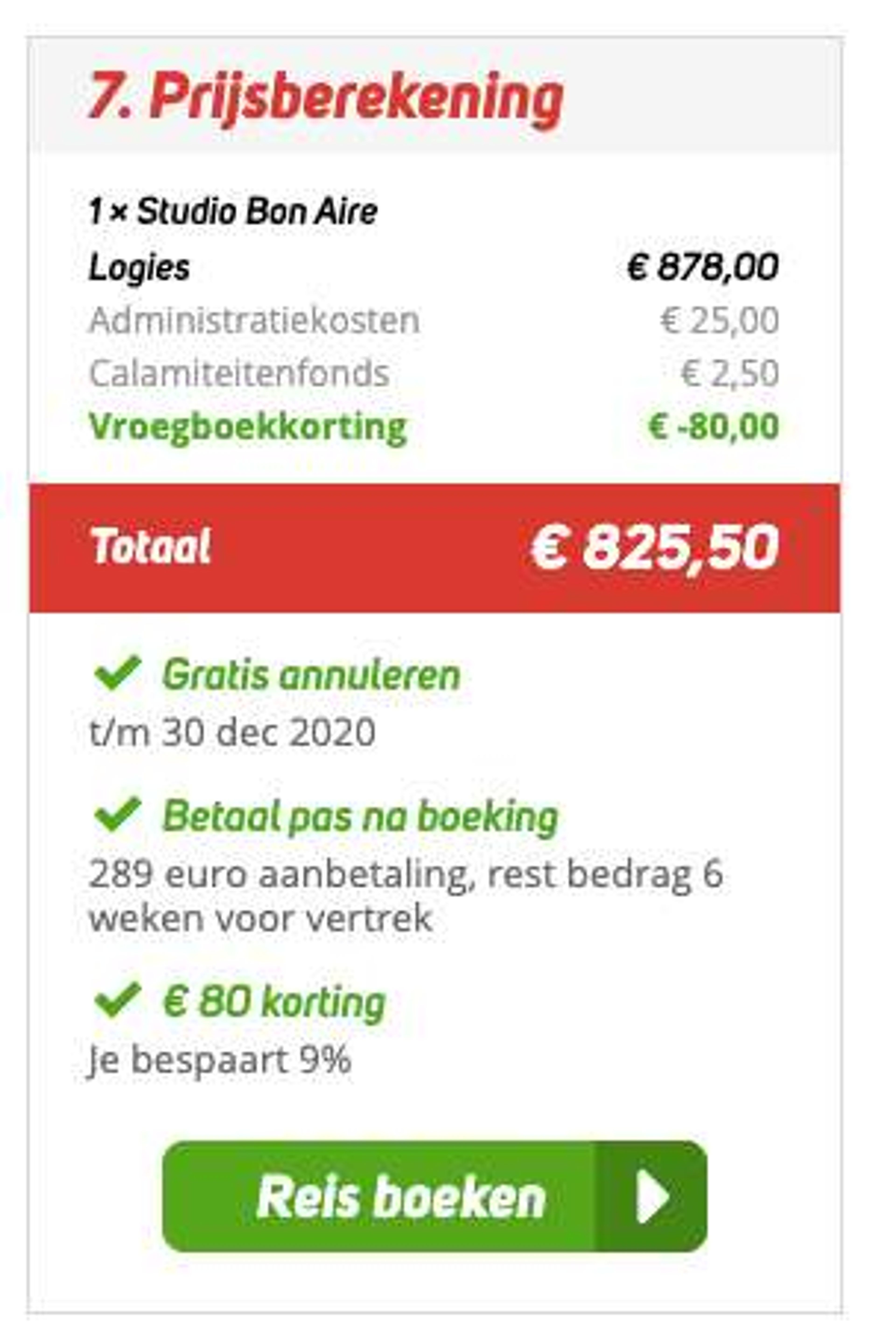 Boekingsvoorbeeld