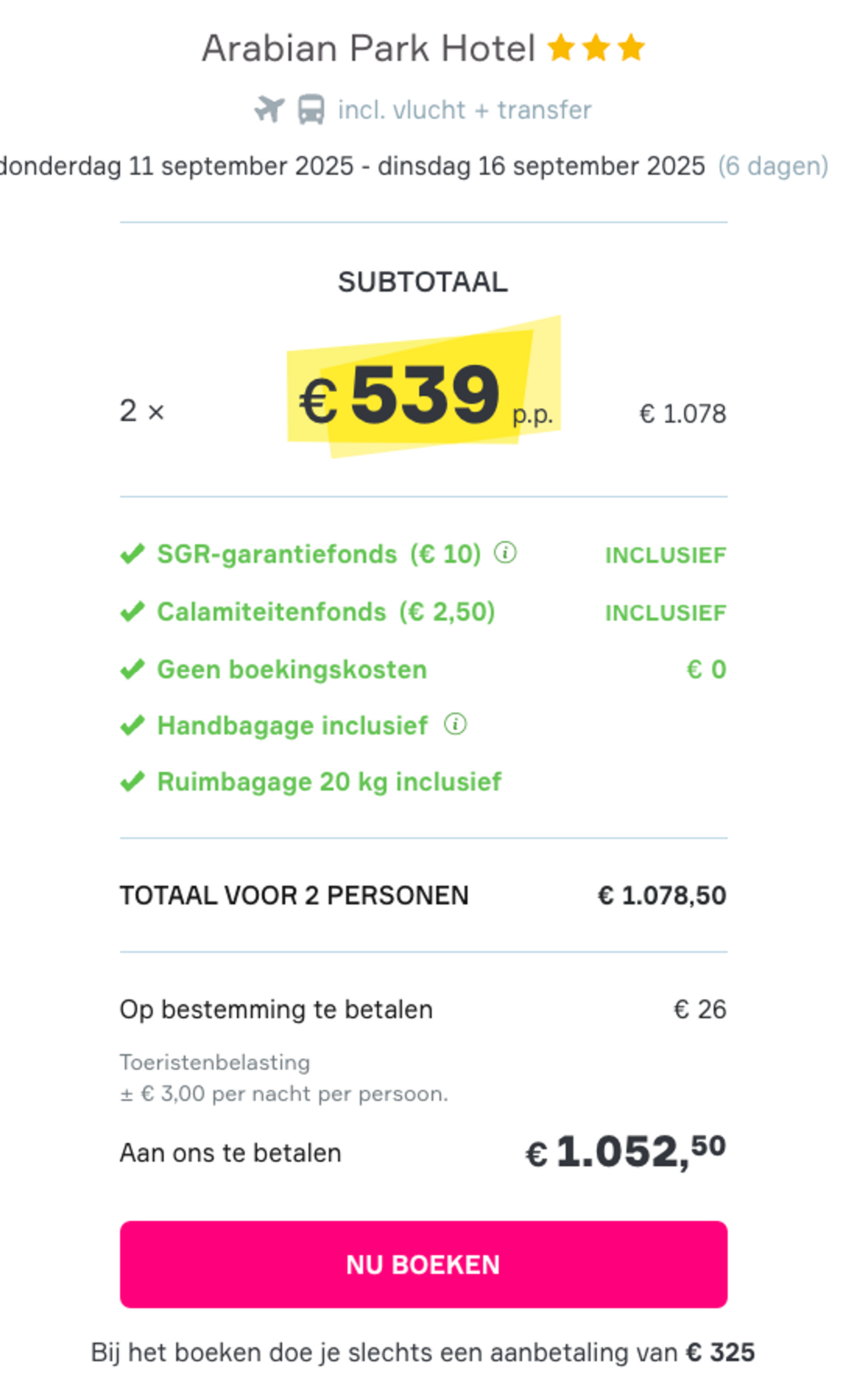 Boekingsvoorbeeld