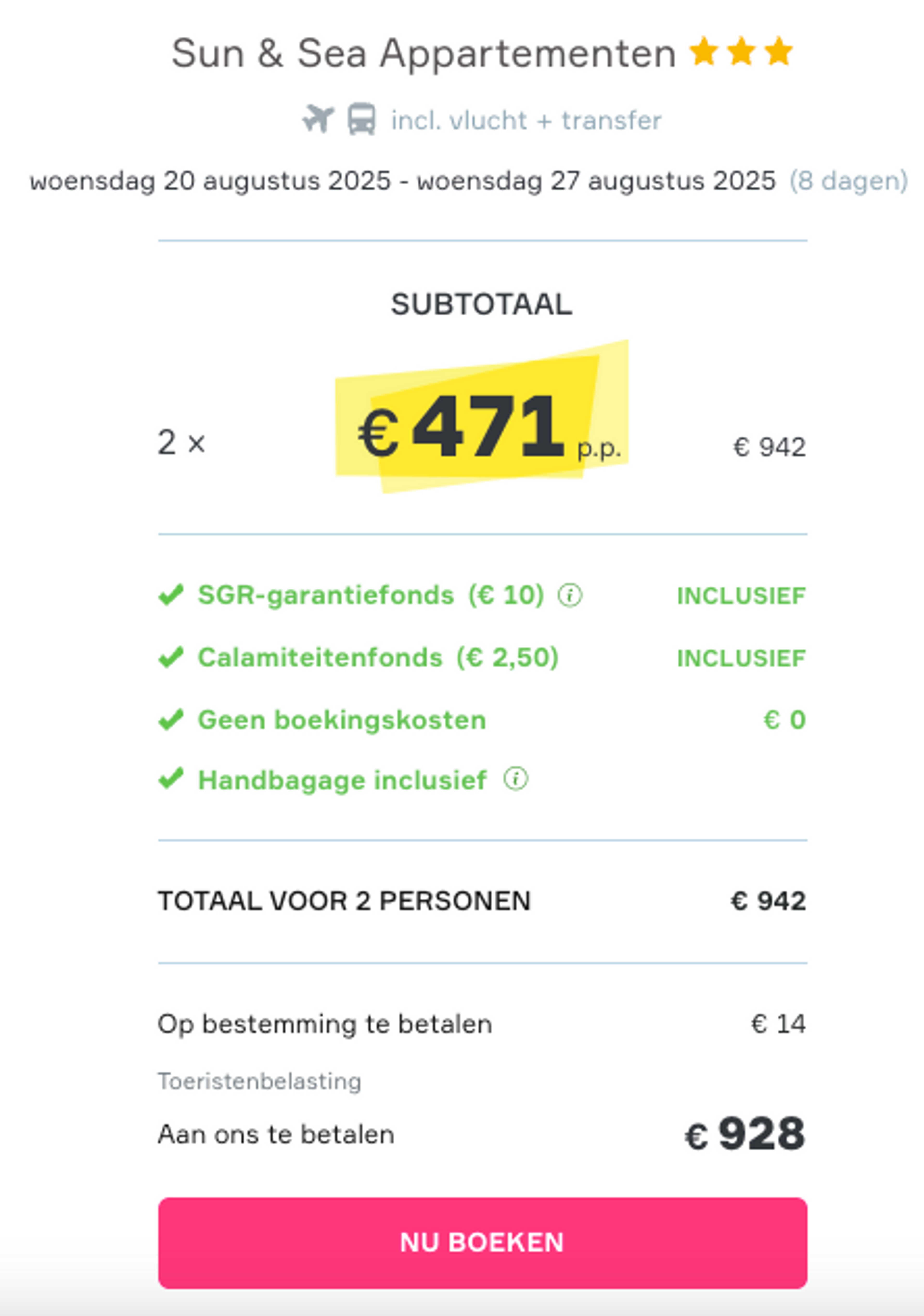 Boekingsvoorbeeld