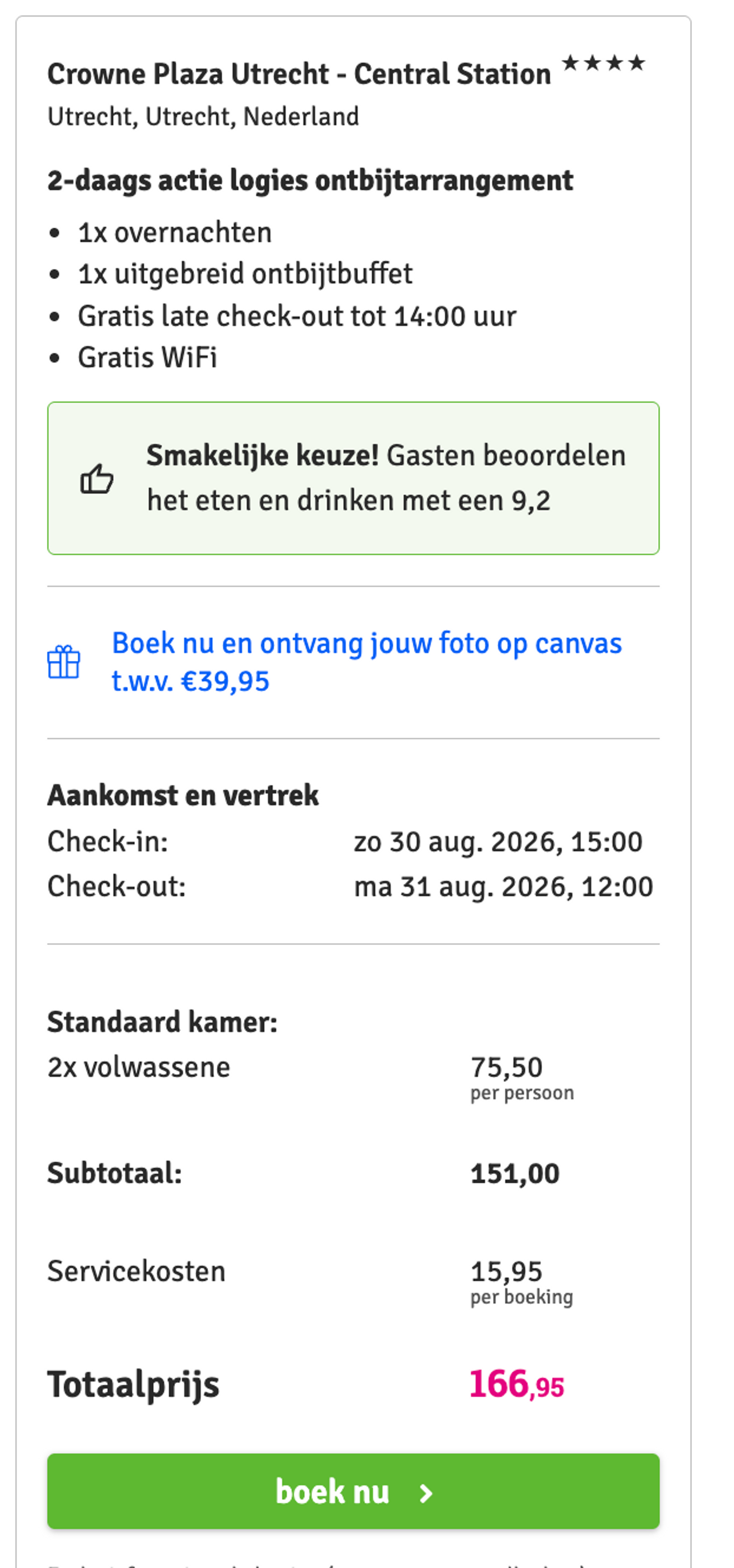 Boekingsvoorbeeld