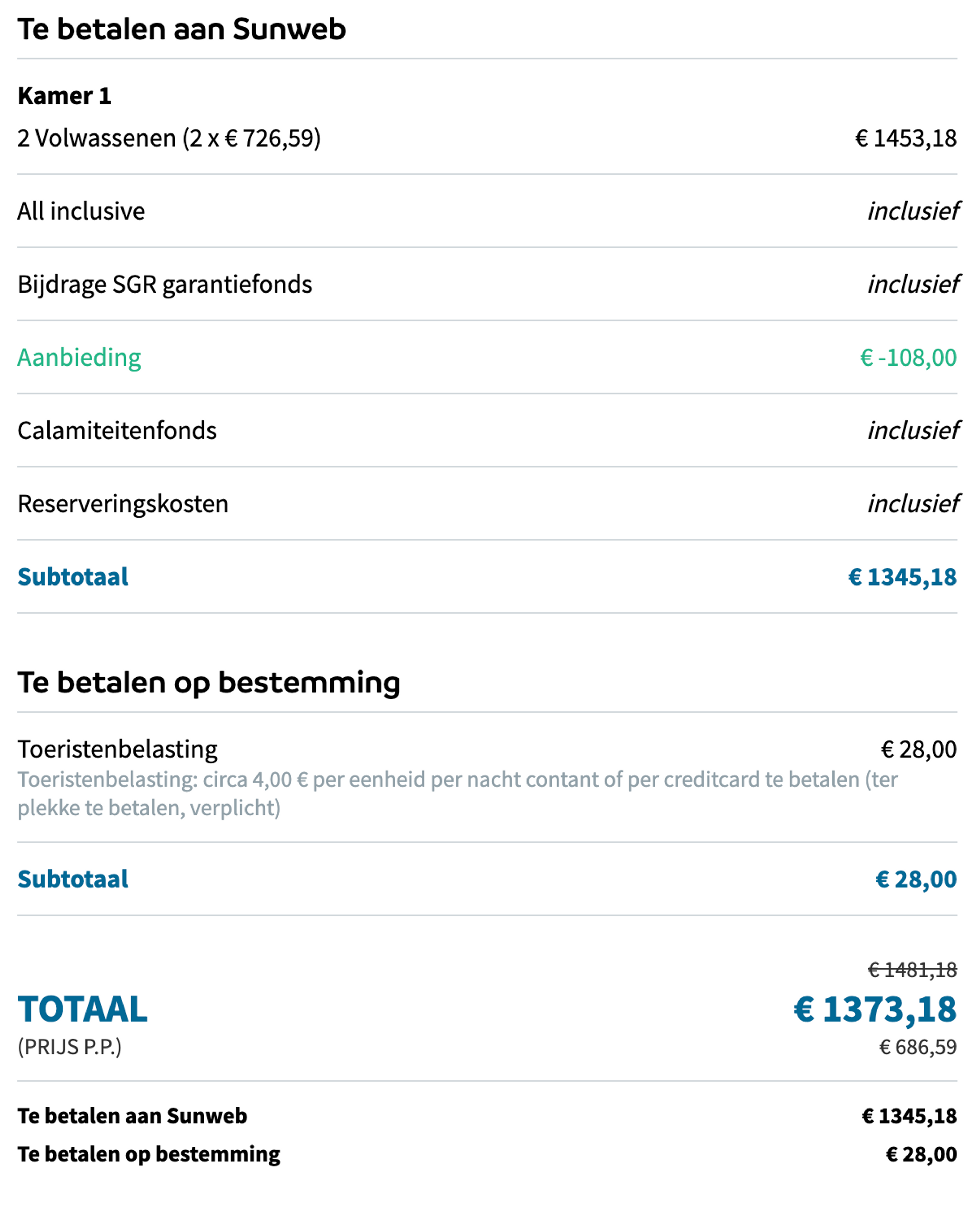 Boekingsvoorbeeld