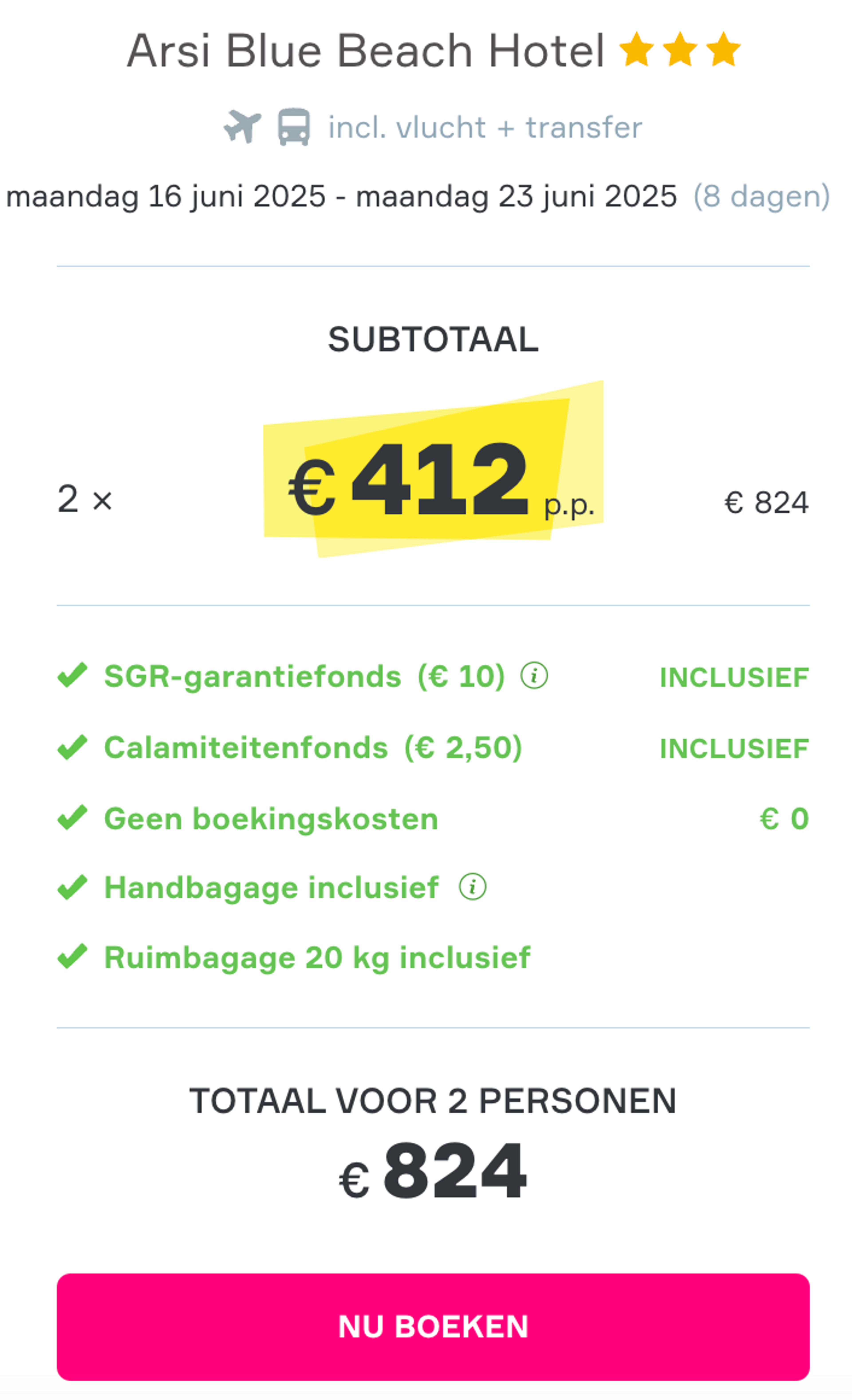 Boekingsvoorbeeld