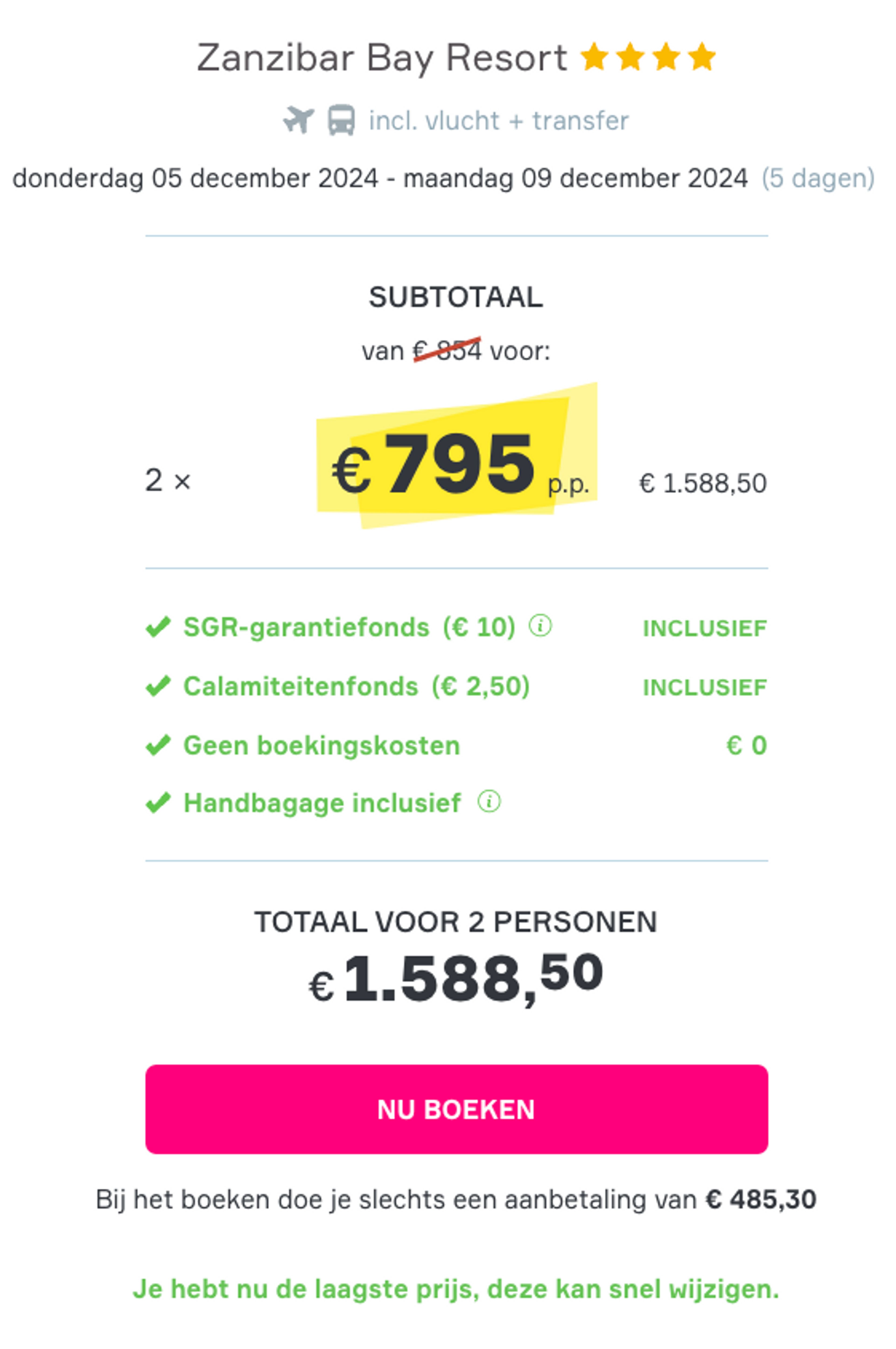 Boekingsvoorbeeld