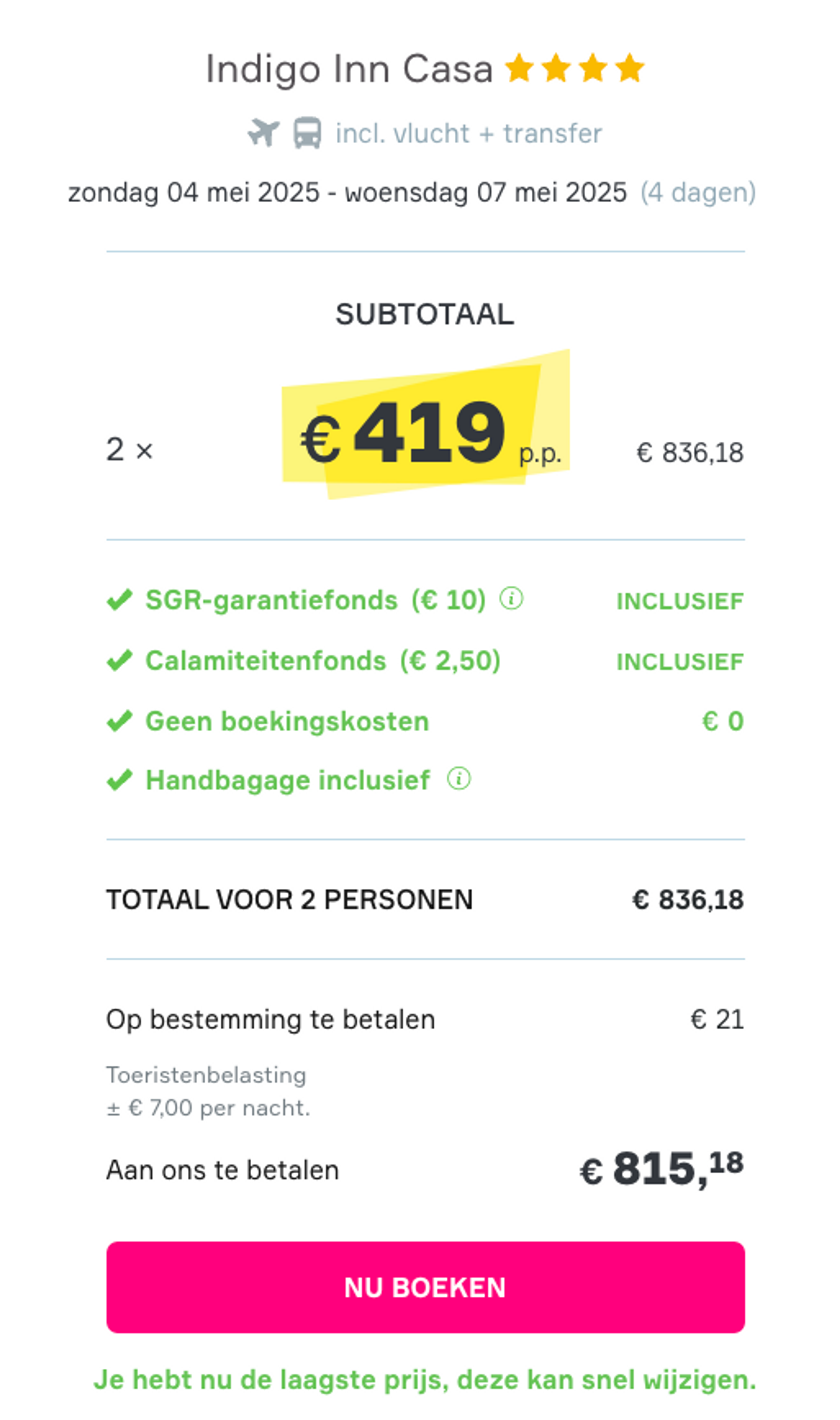 Boekingsvoorbeeld
