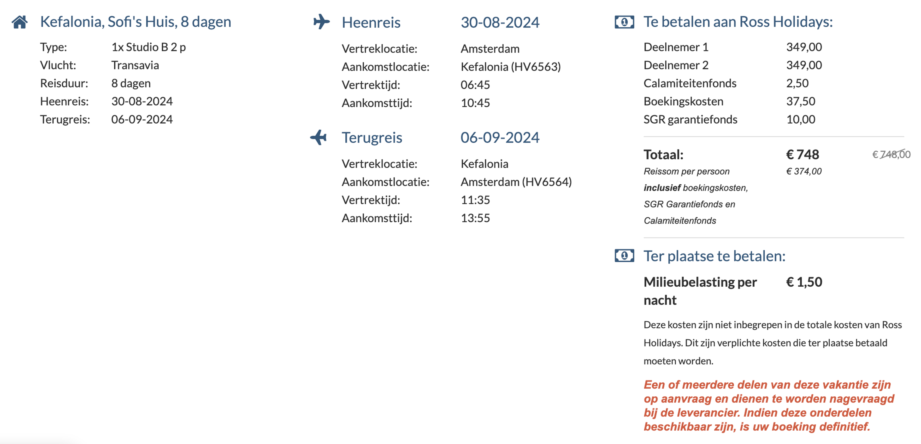 Boekingsvoorbeeld