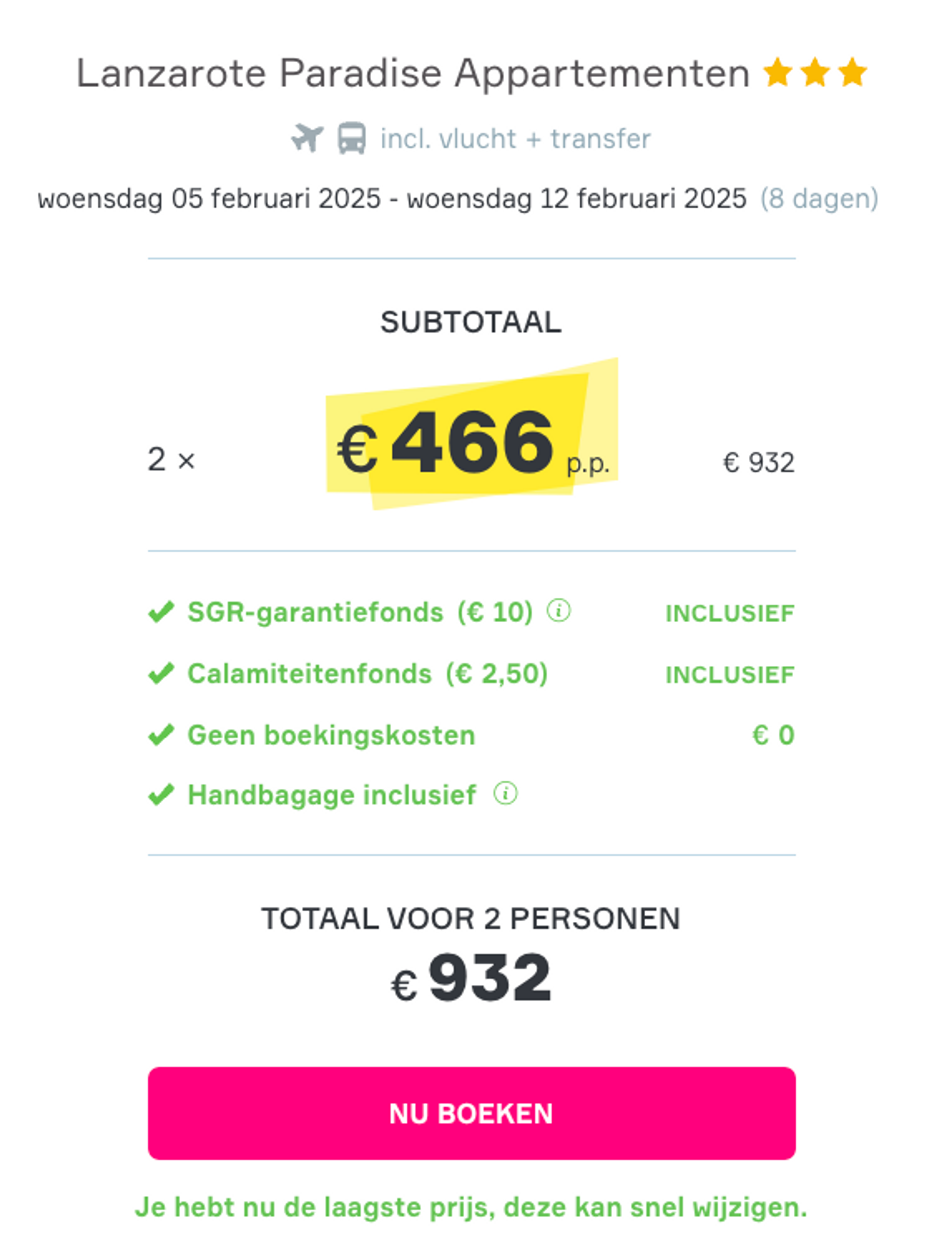 Boekingsvoorbeeld