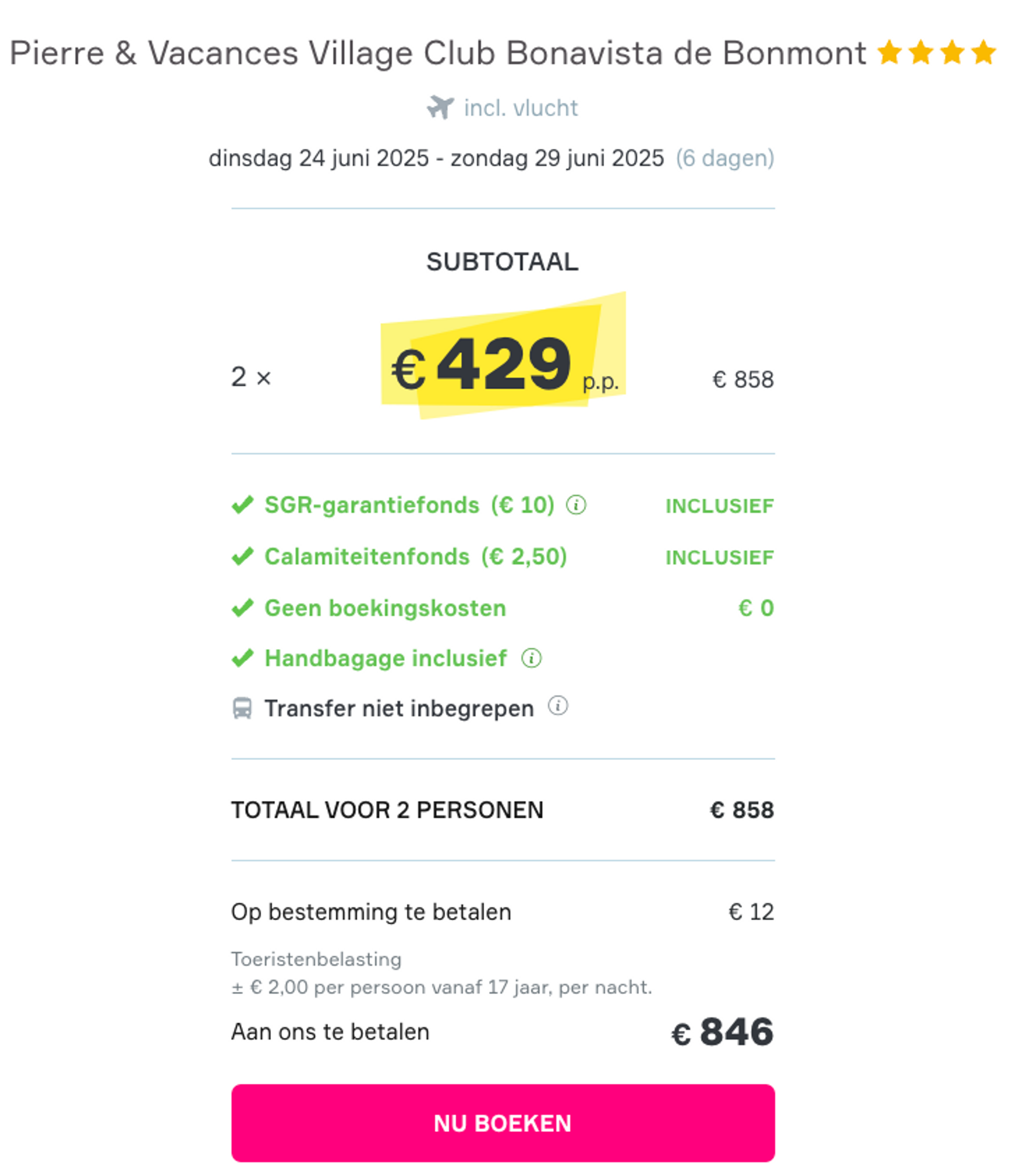 Boekingsvoorbeeld