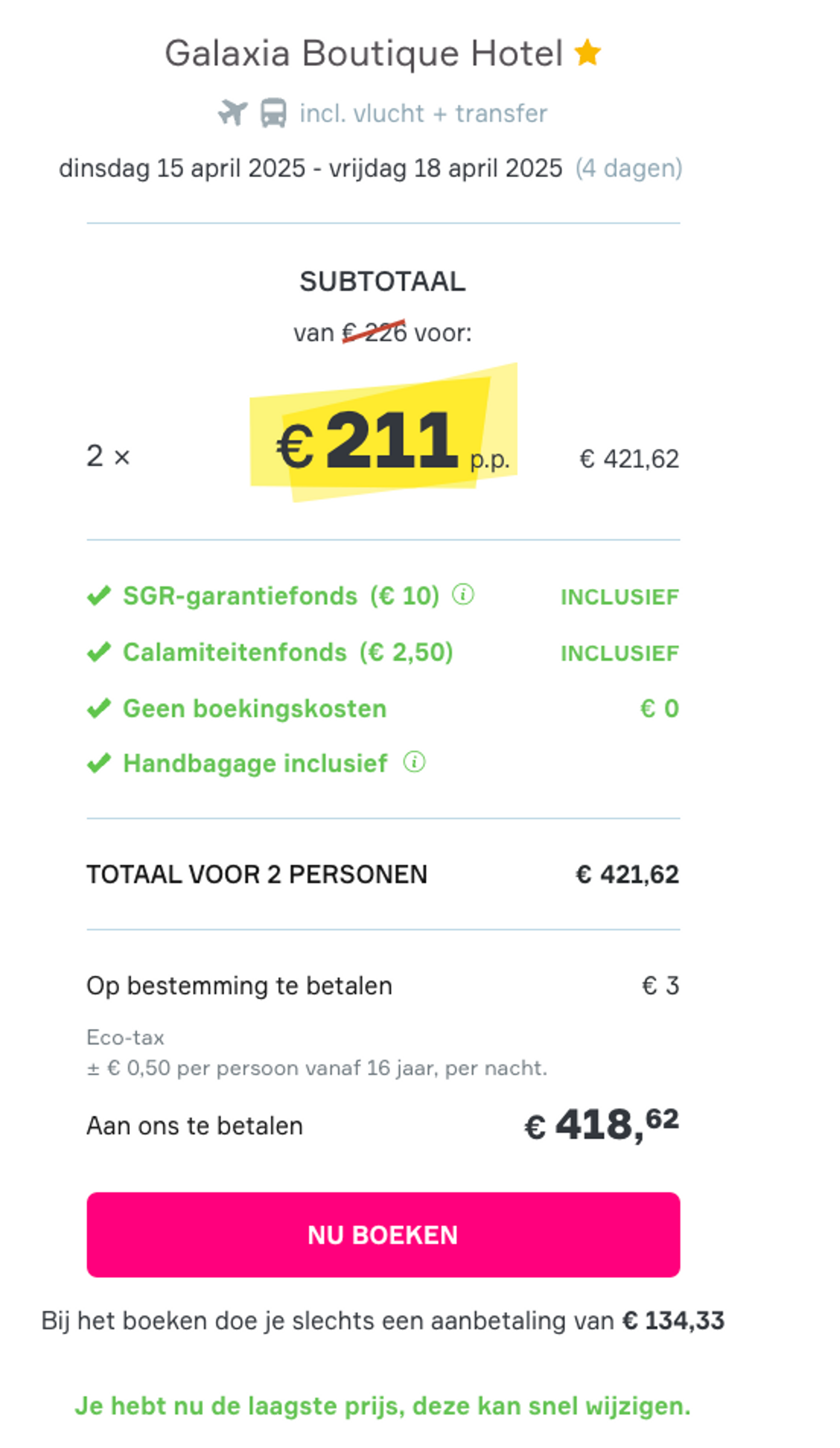 Boekingsvoorbeeld