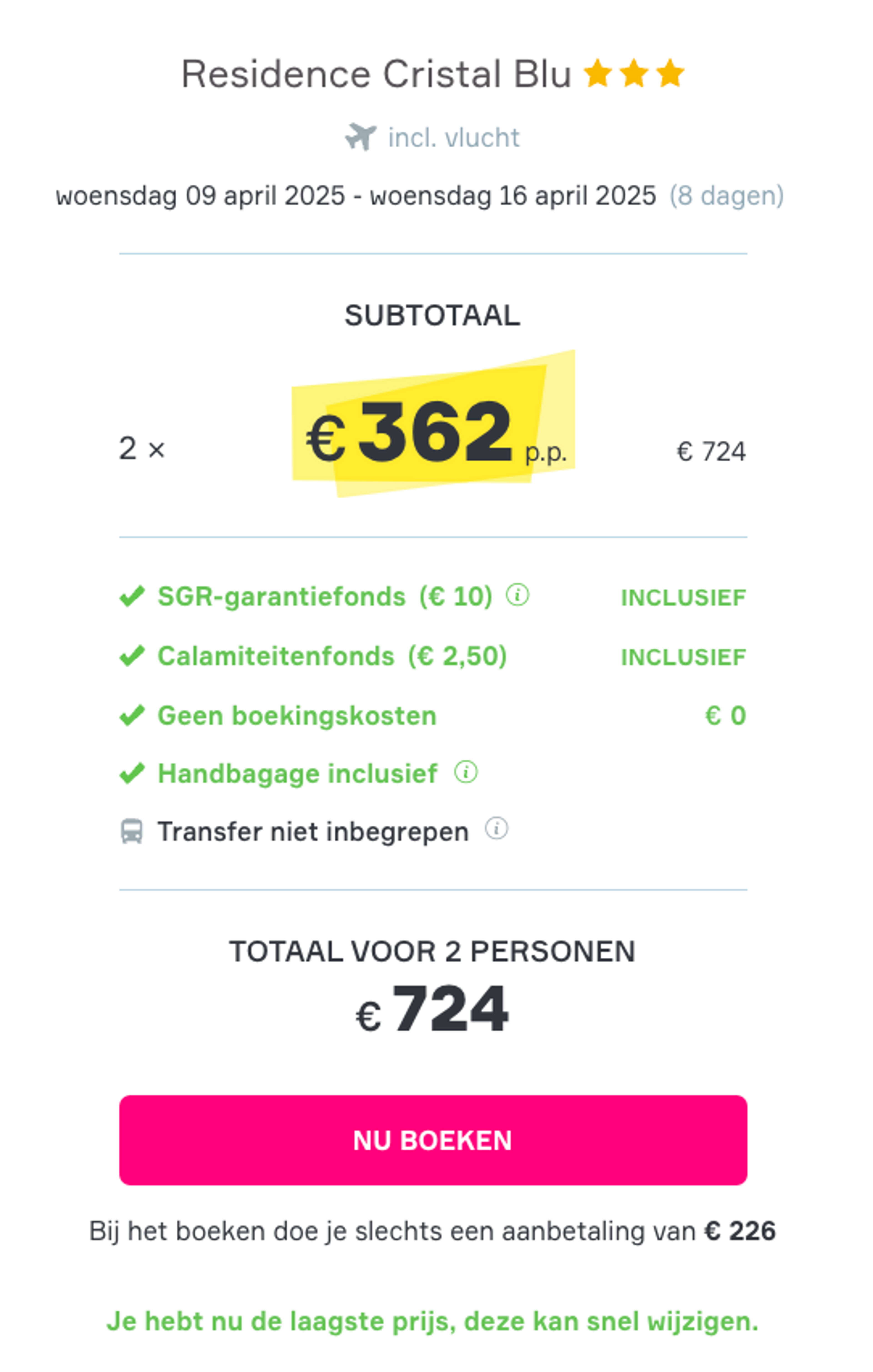 Boekingsvoorbeeld