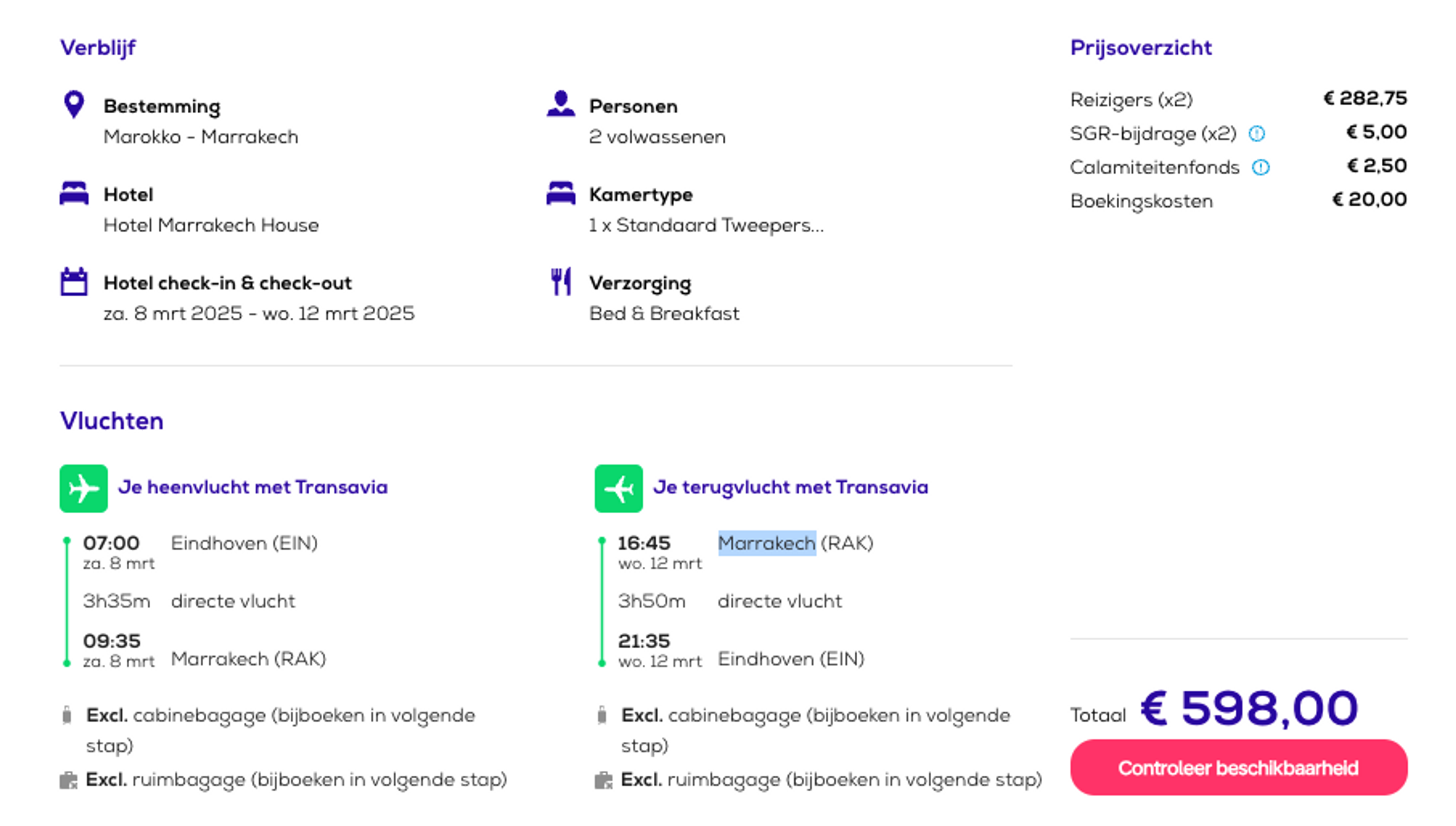 Boekingsvoorbeeld