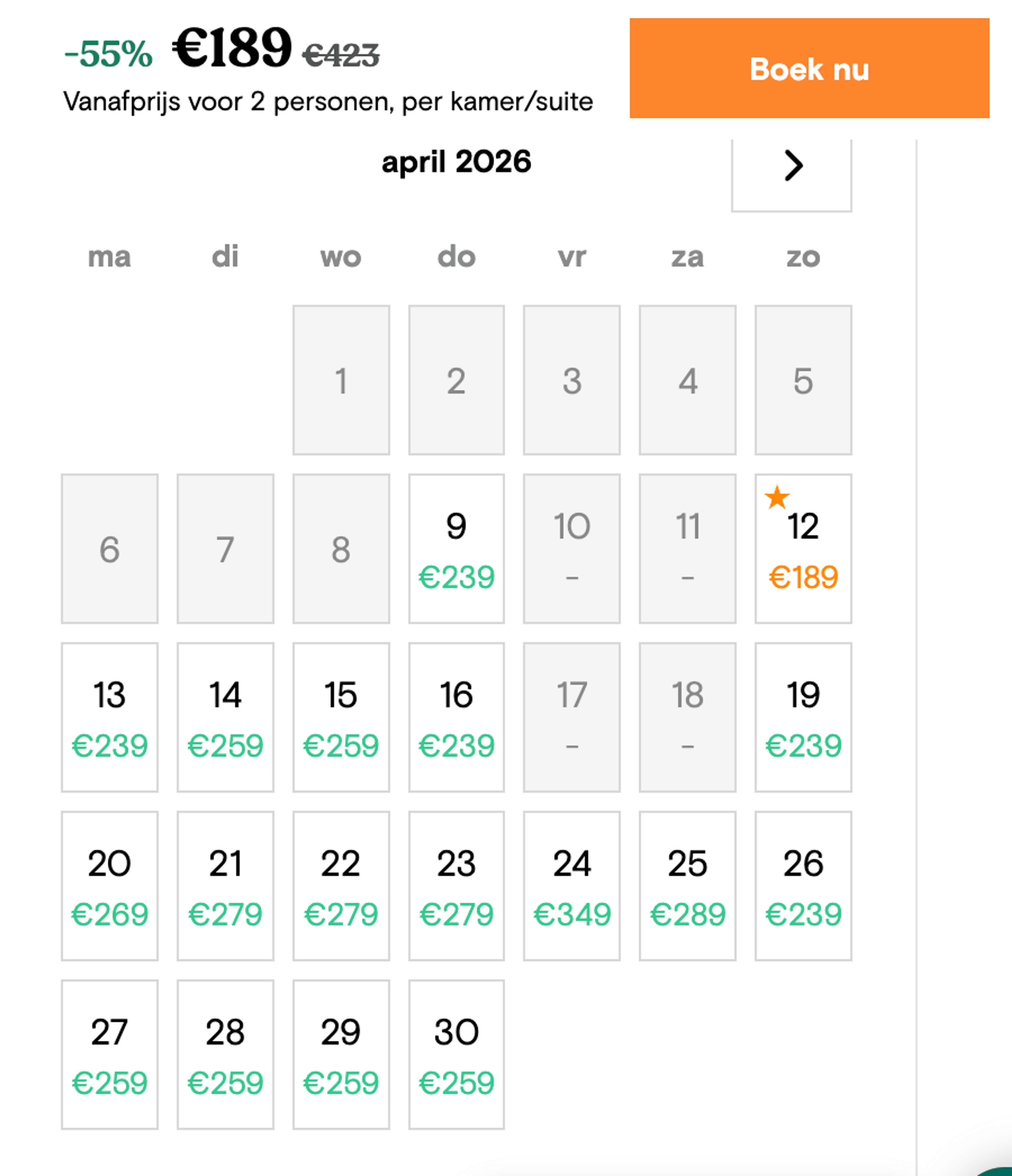Boekingsvoorbeeld