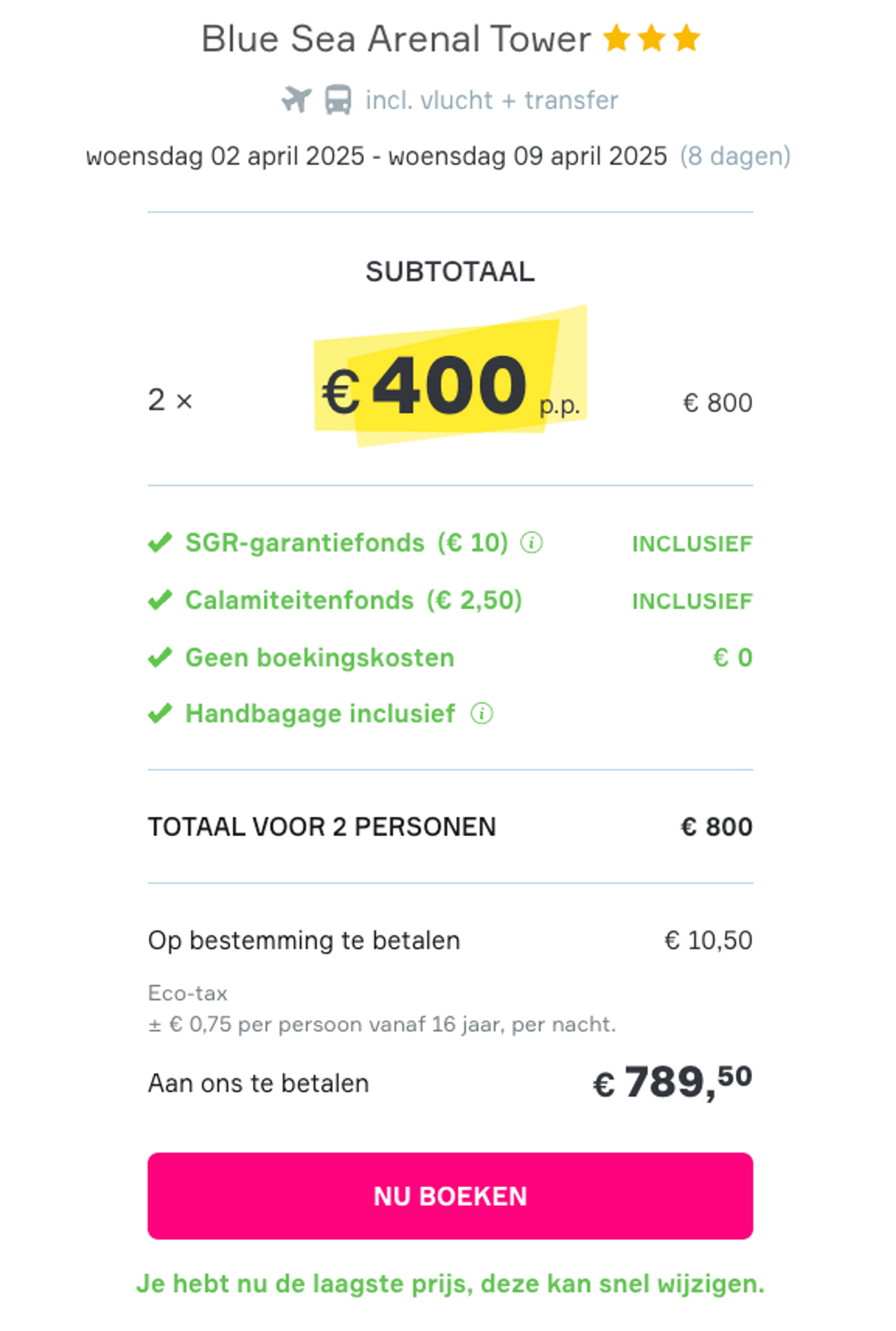 Boekingsvoorbeeld