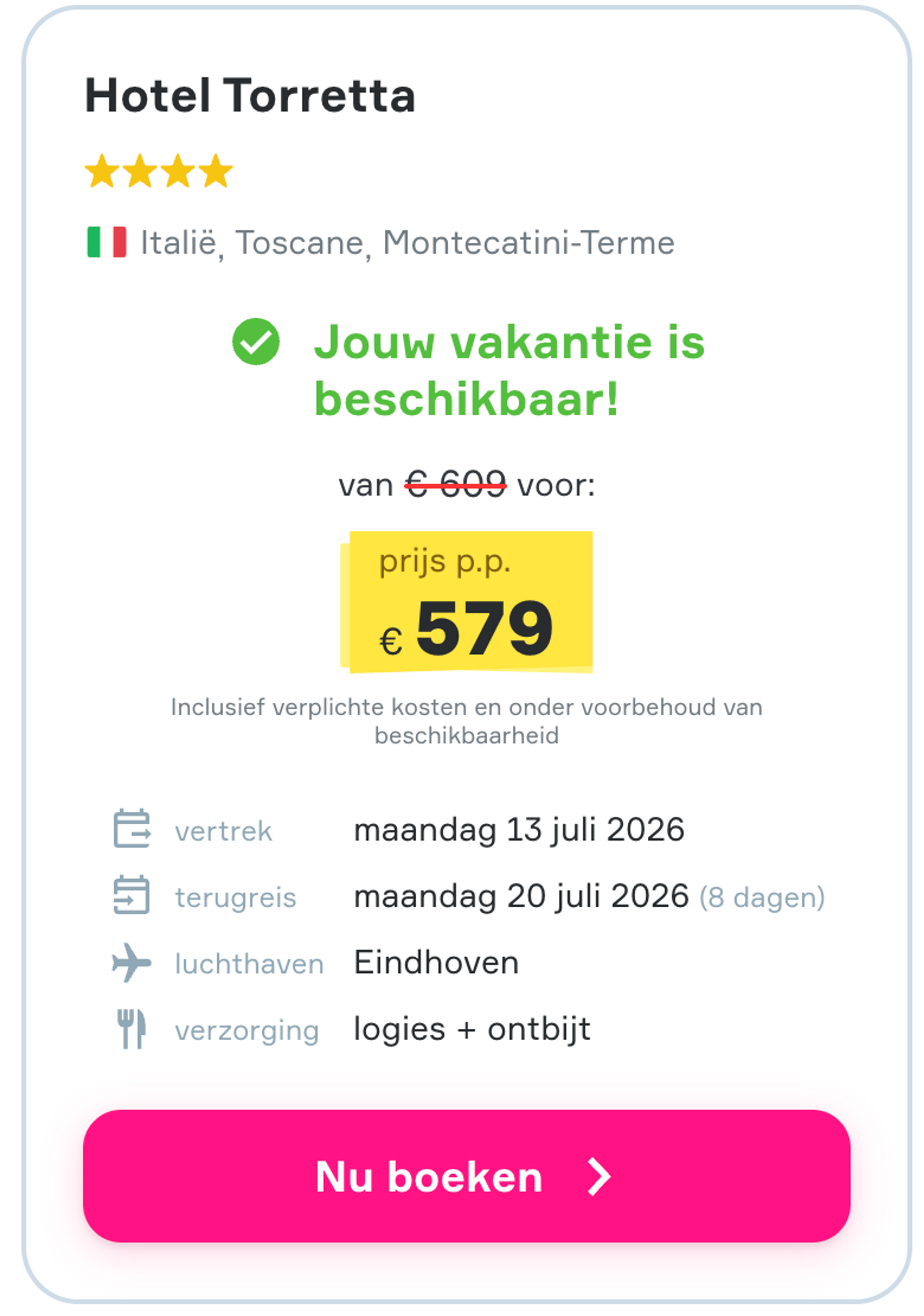Boekingsvoorbeeld
