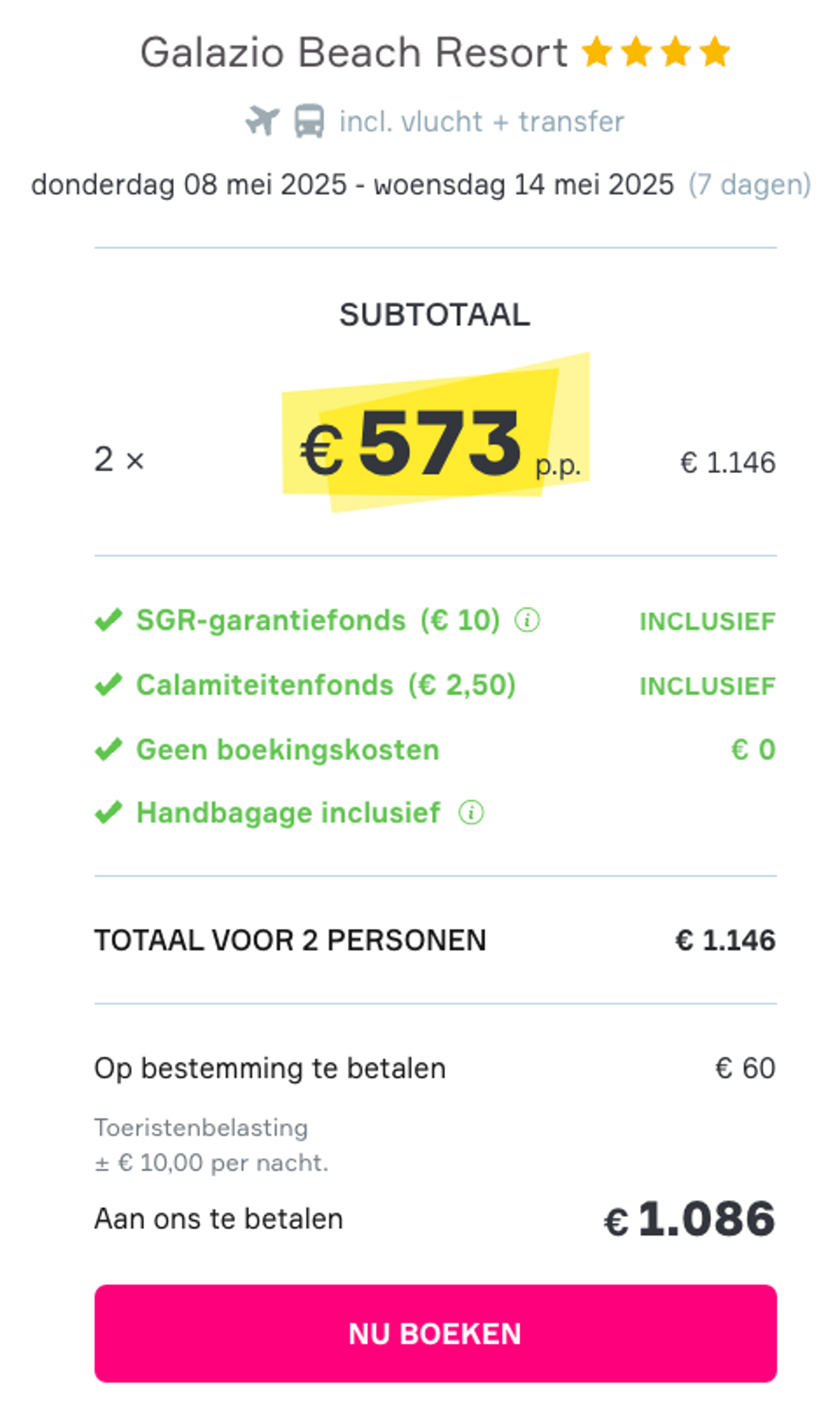 Boekingsvoorbeeld