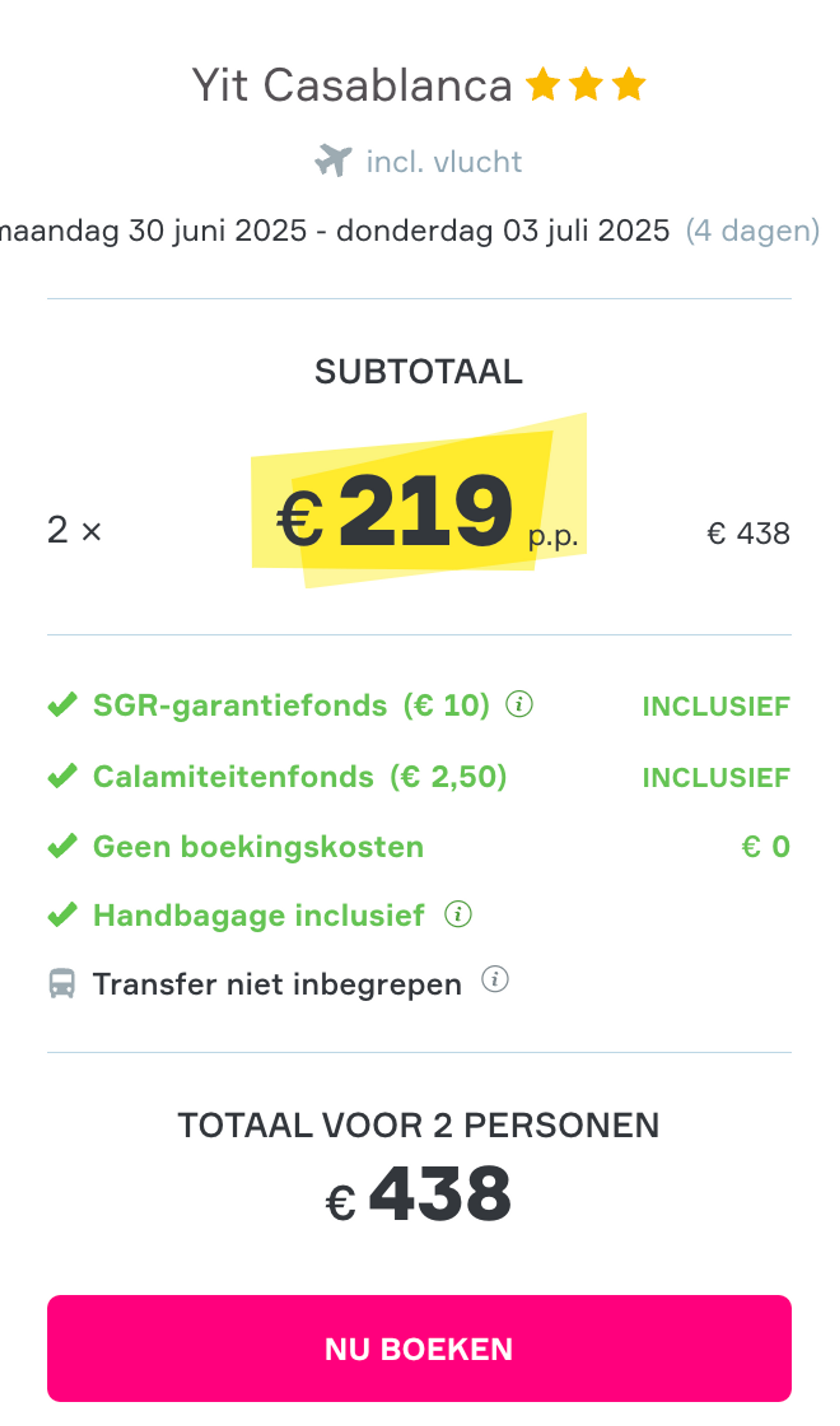 Boekingsvoorbeeld