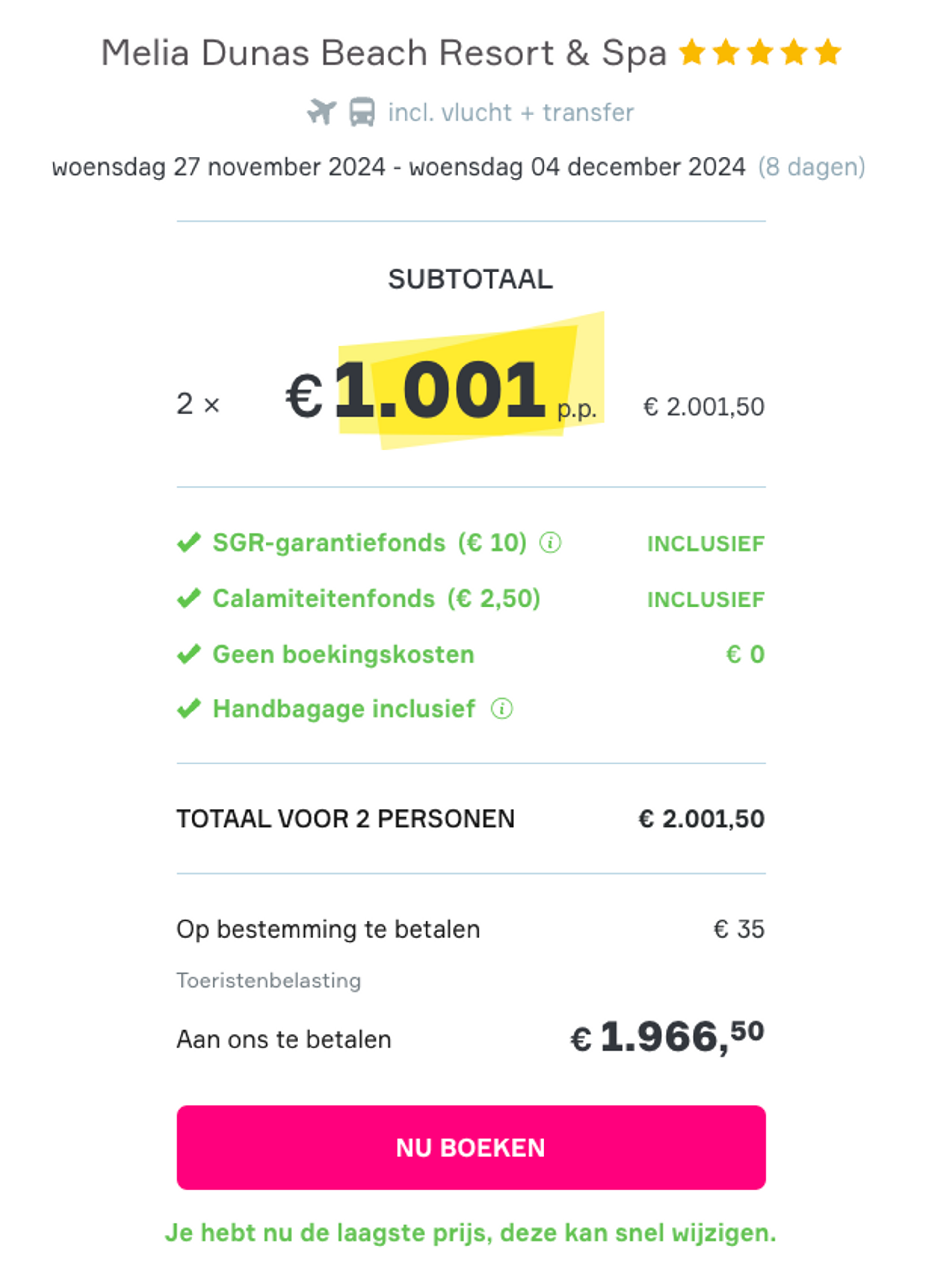Boekingsvoorbeeld