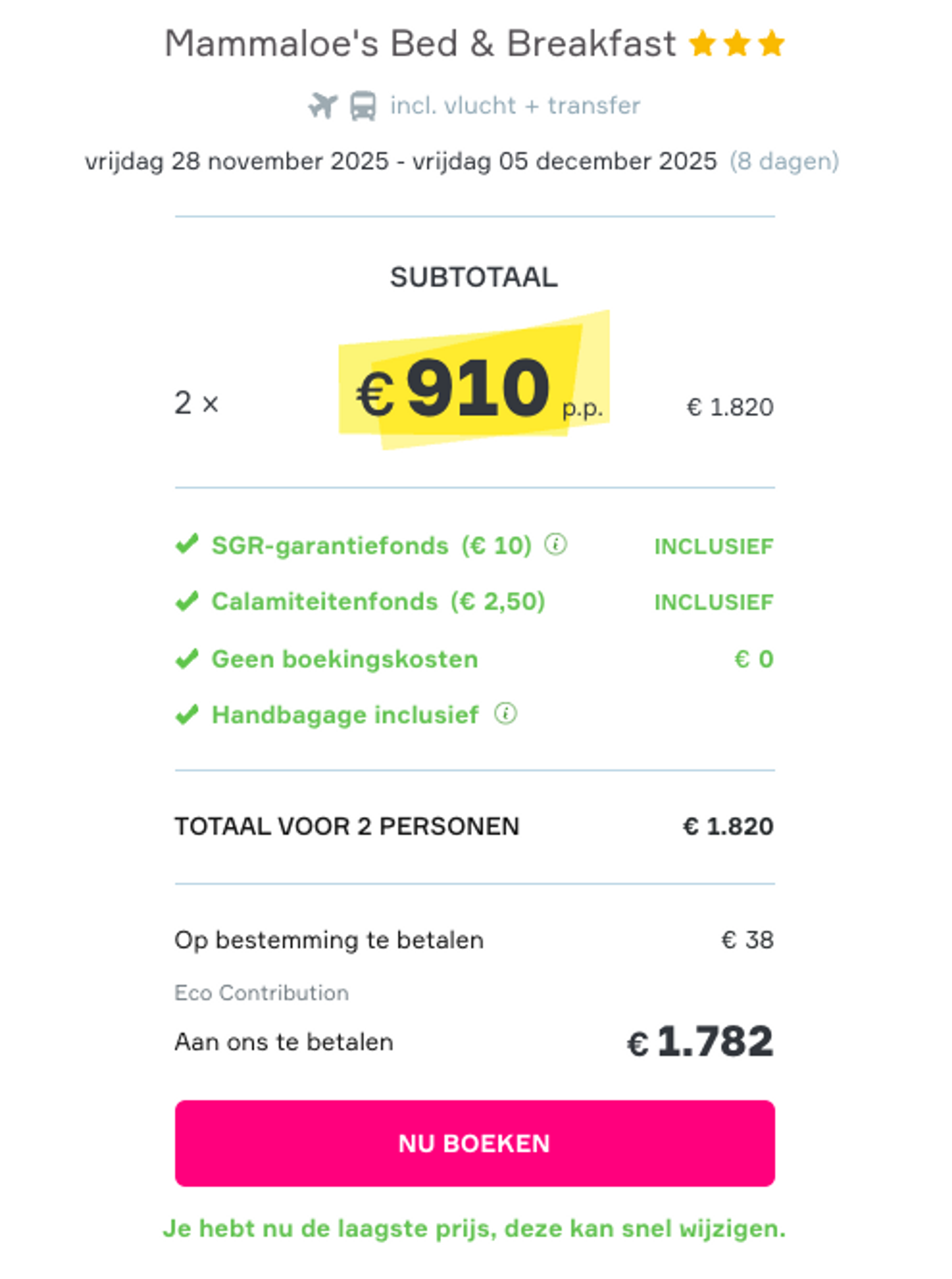 Boekingsvoorbeeld