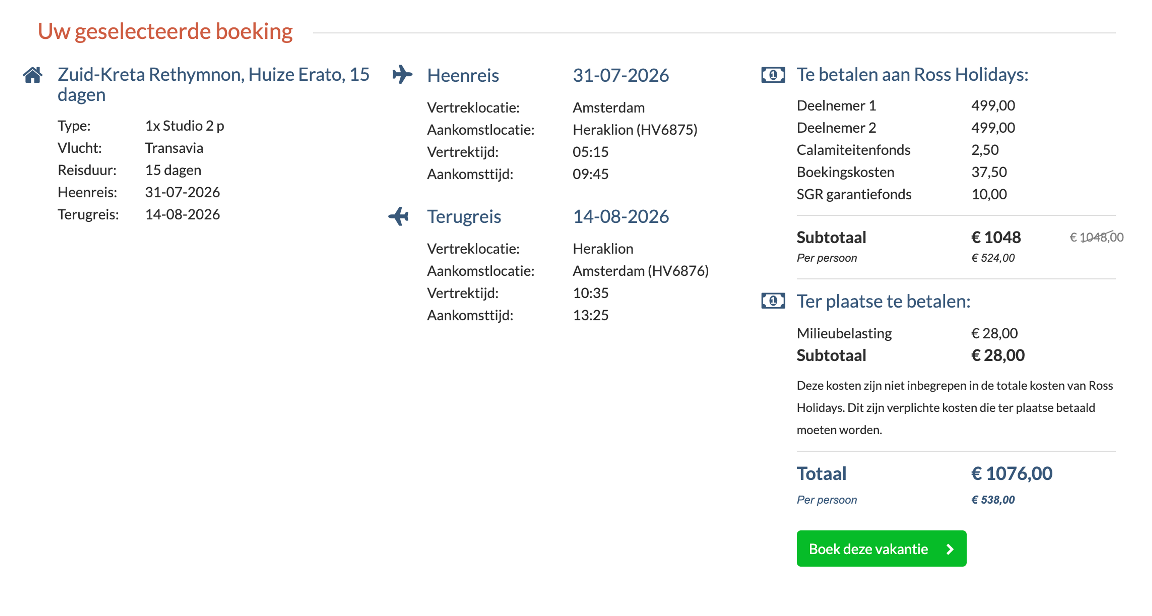 Boekingsvoorbeeld