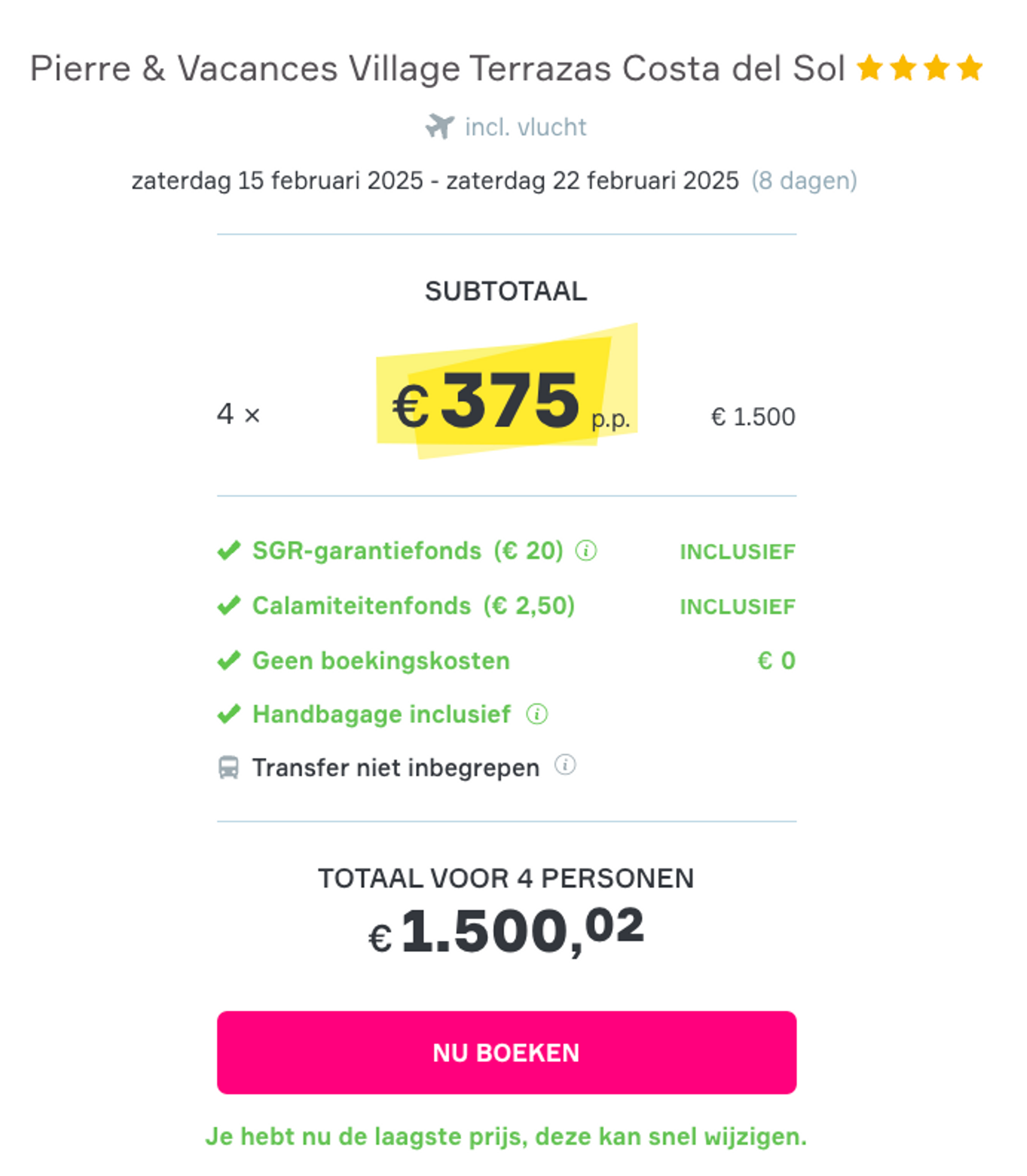 Boekingsvoorbeeld