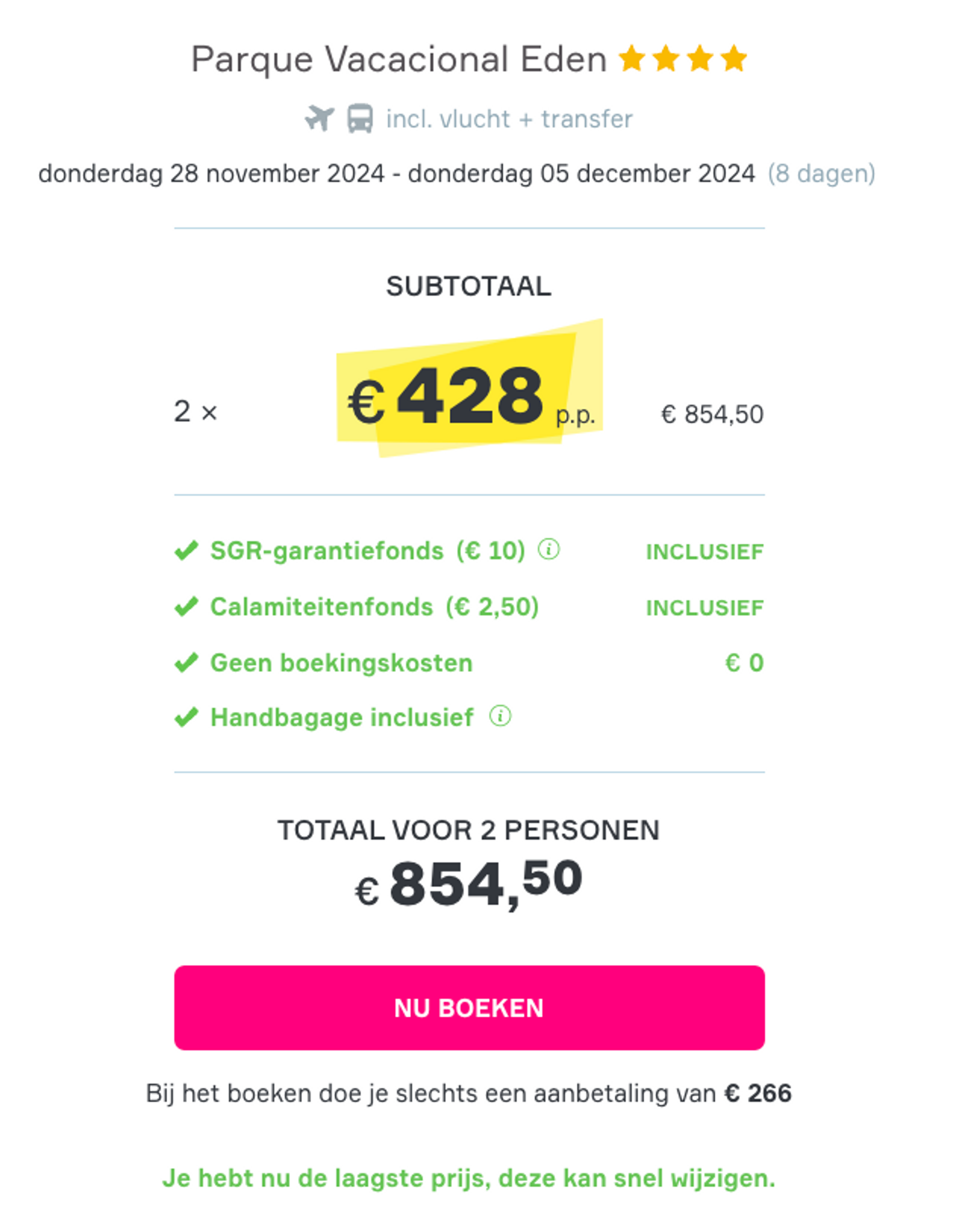 Boekingsvoorbeeld