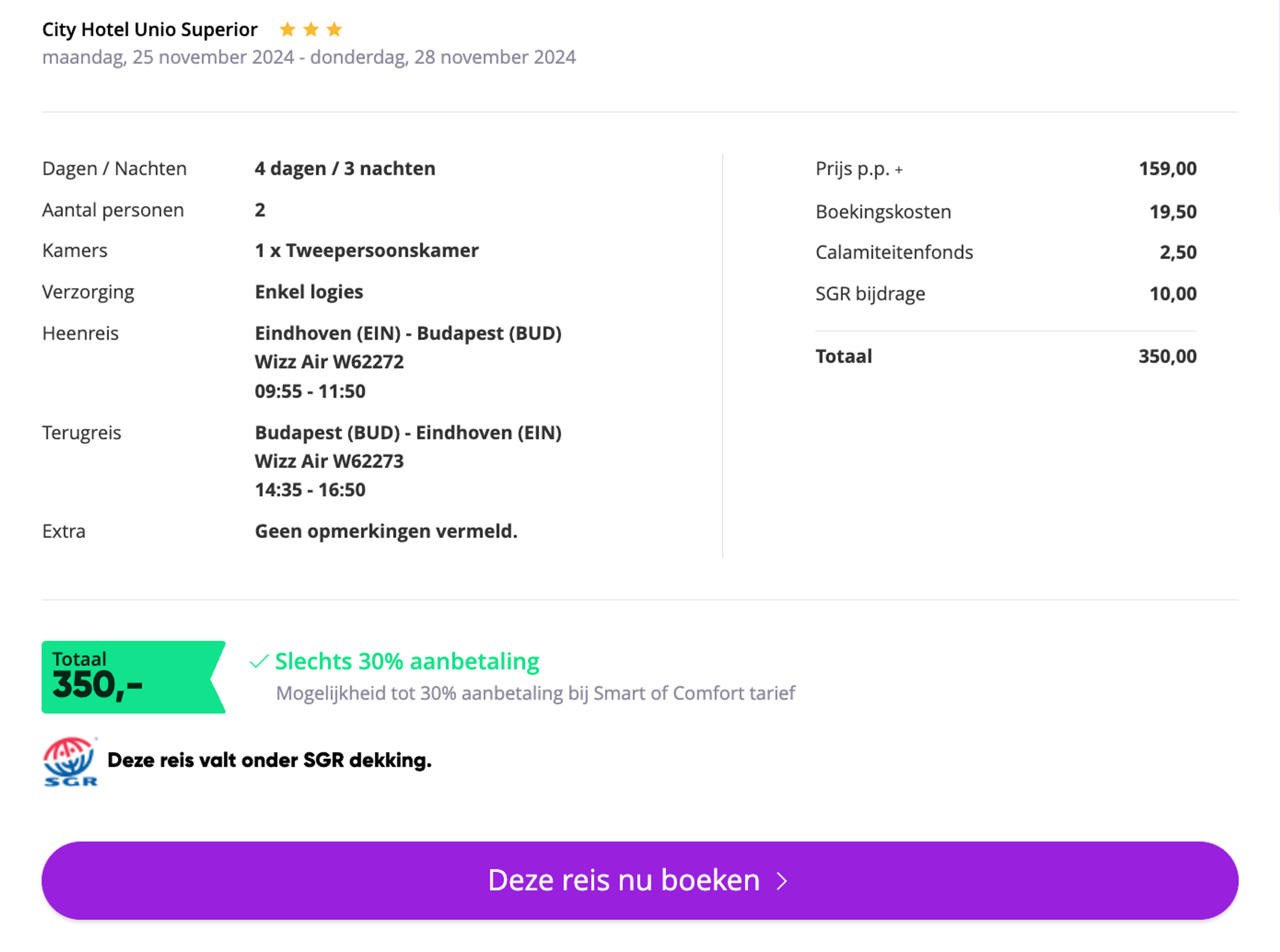 Boekingsvoorbeeld