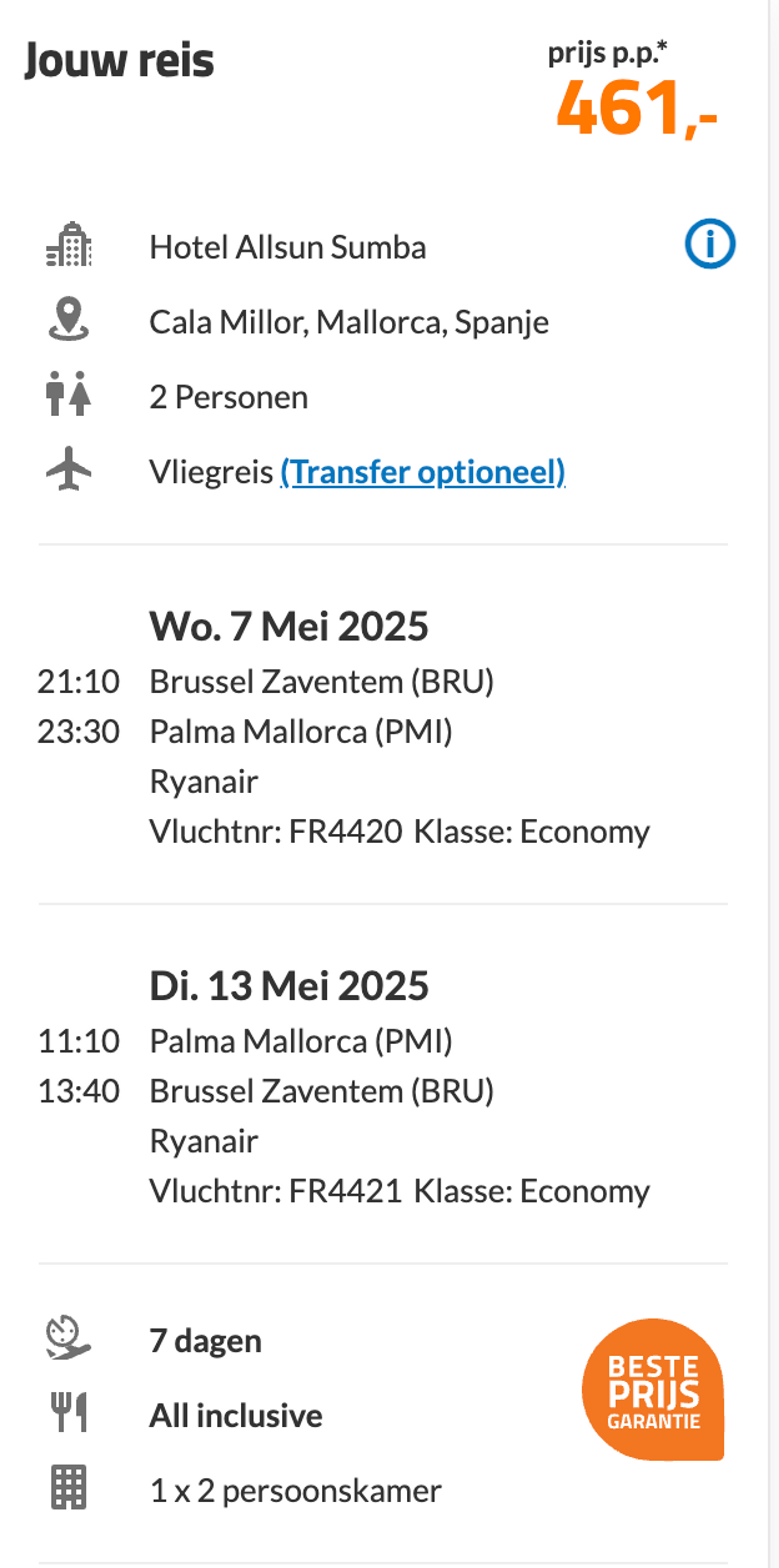 Boekingsvoorbeeld