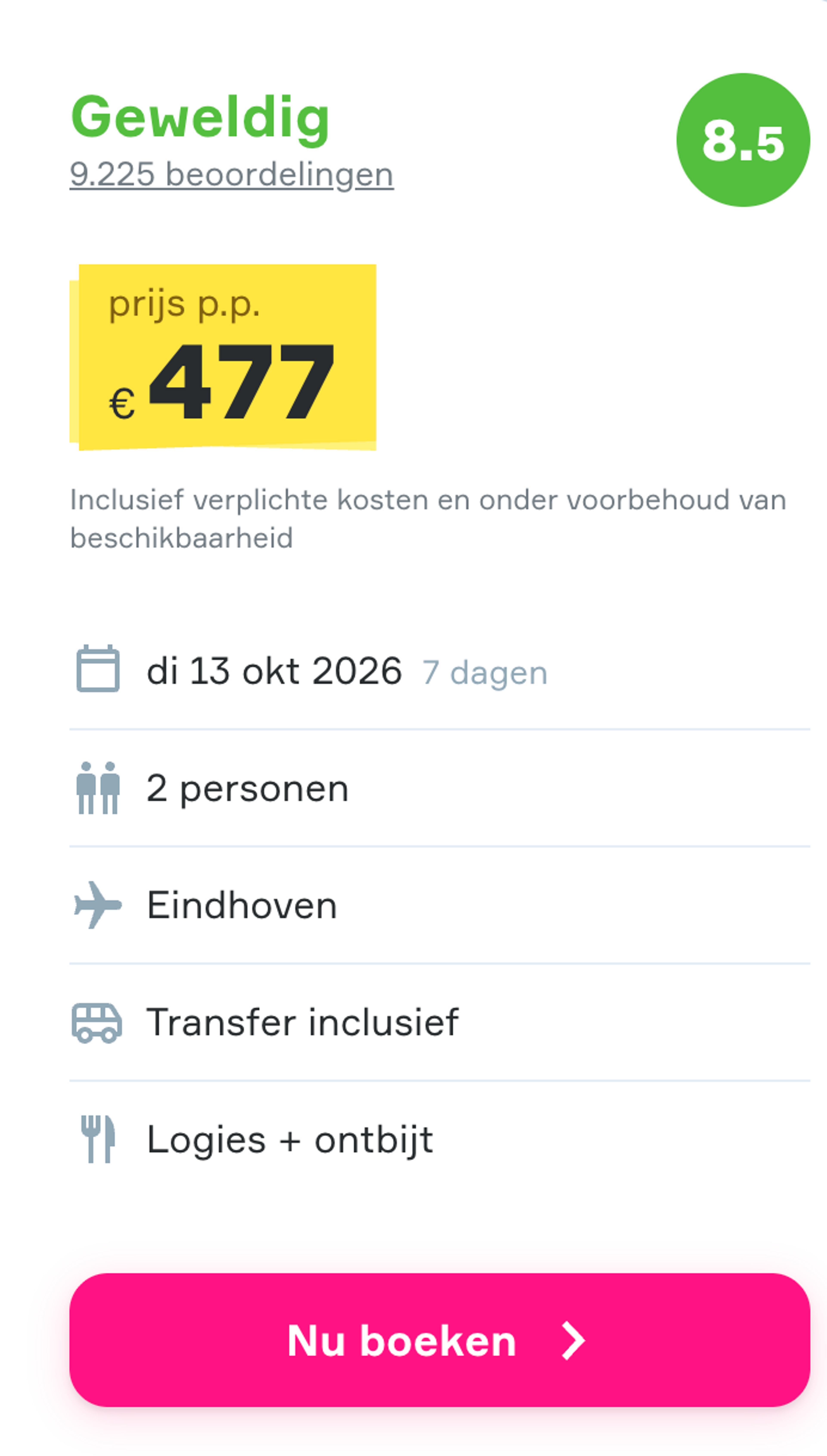 Boekingsvoorbeeld