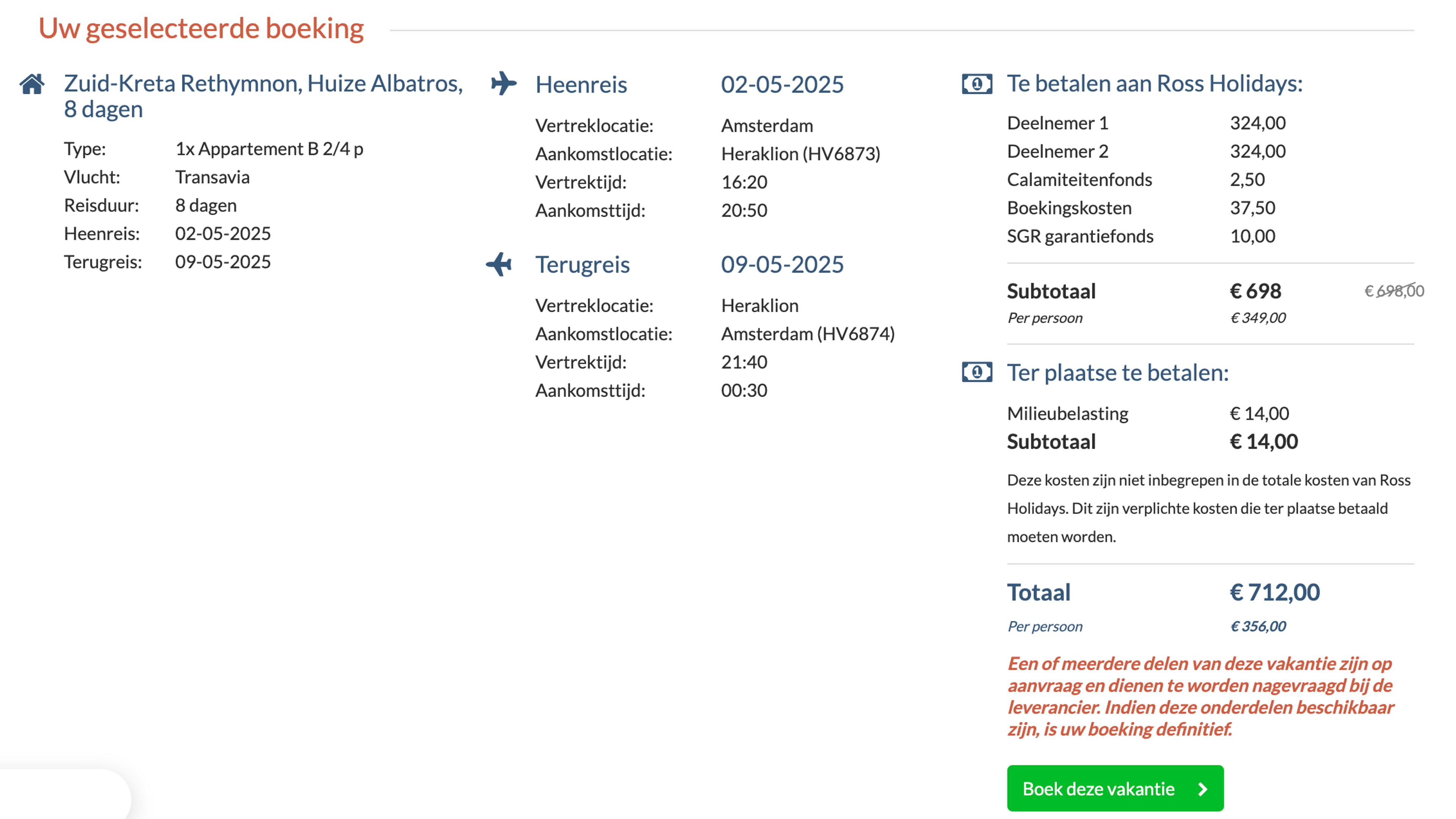 Boekingsvoorbeeld