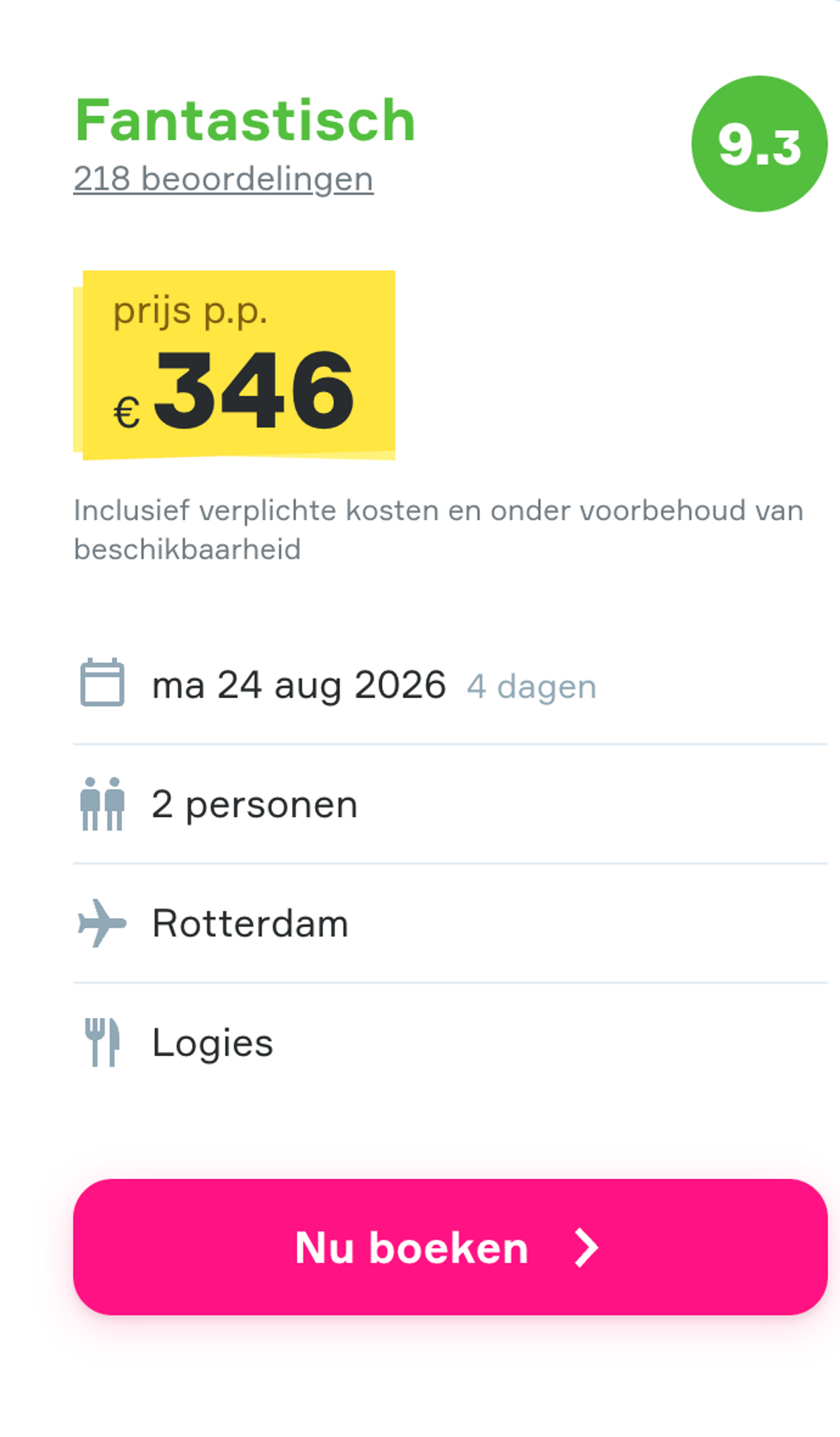 Boekingsvoorbeeld
