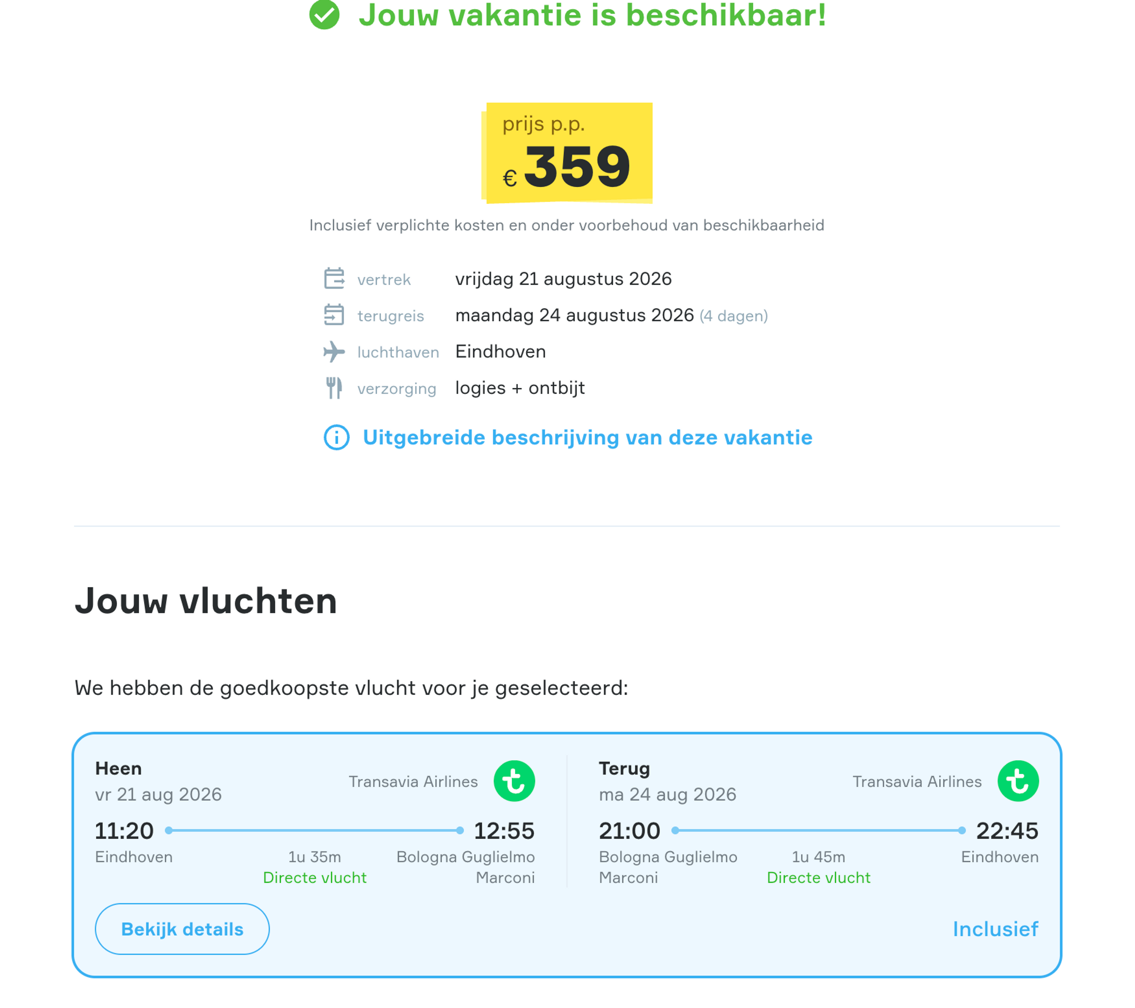 Boekingsvoorbeeld