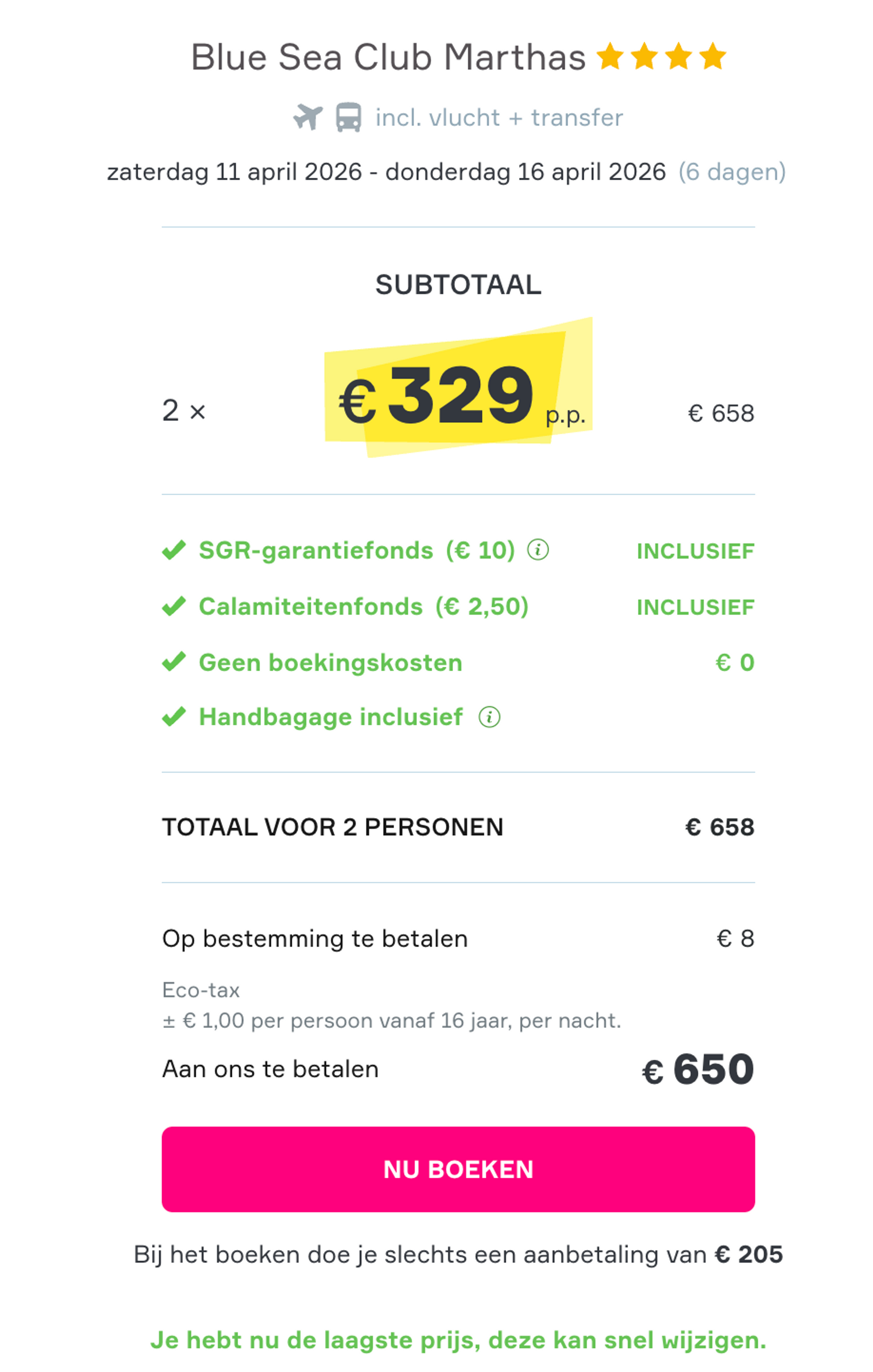 Boekingsvoorbeeld