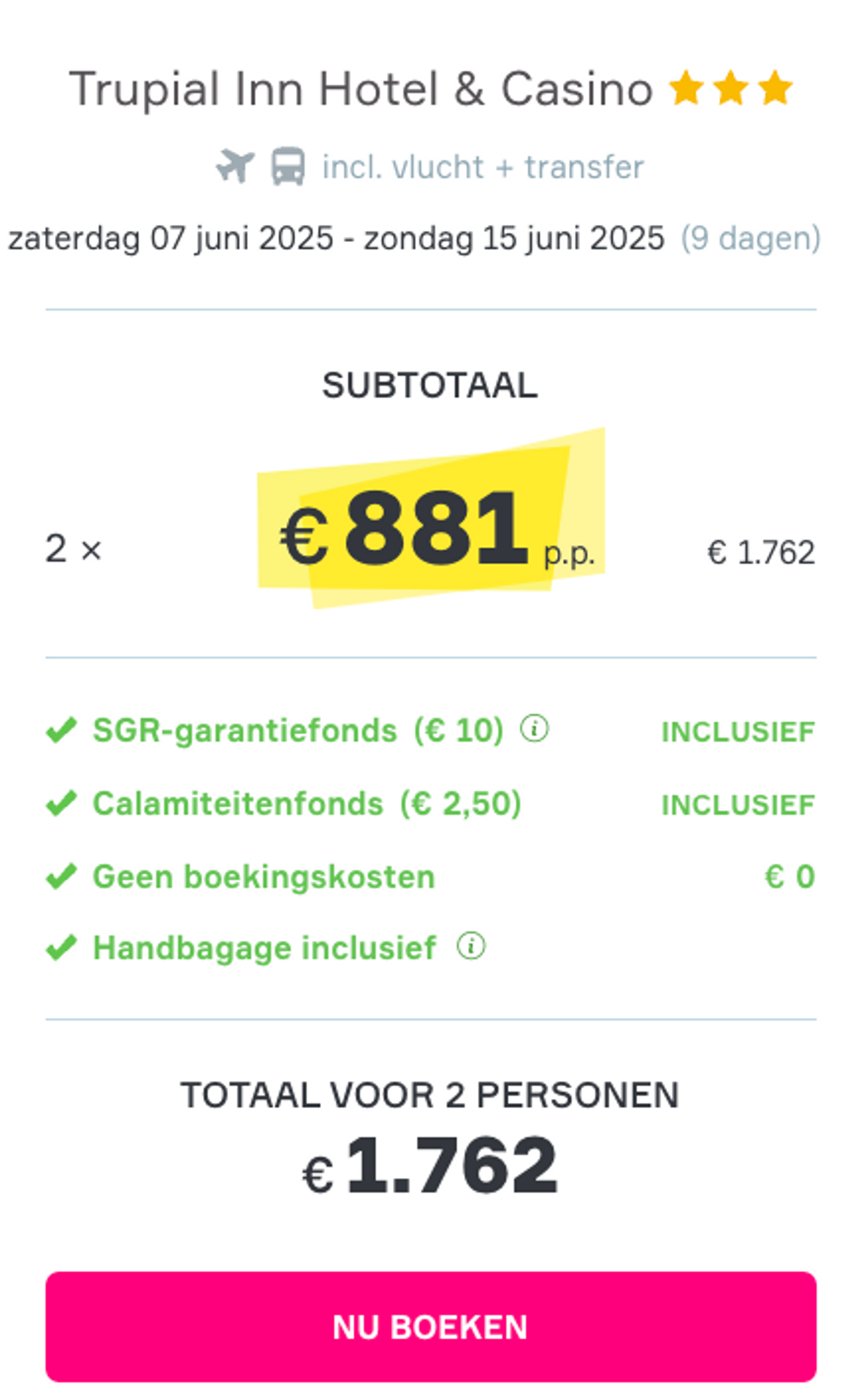 Boekingsvoorbeeld